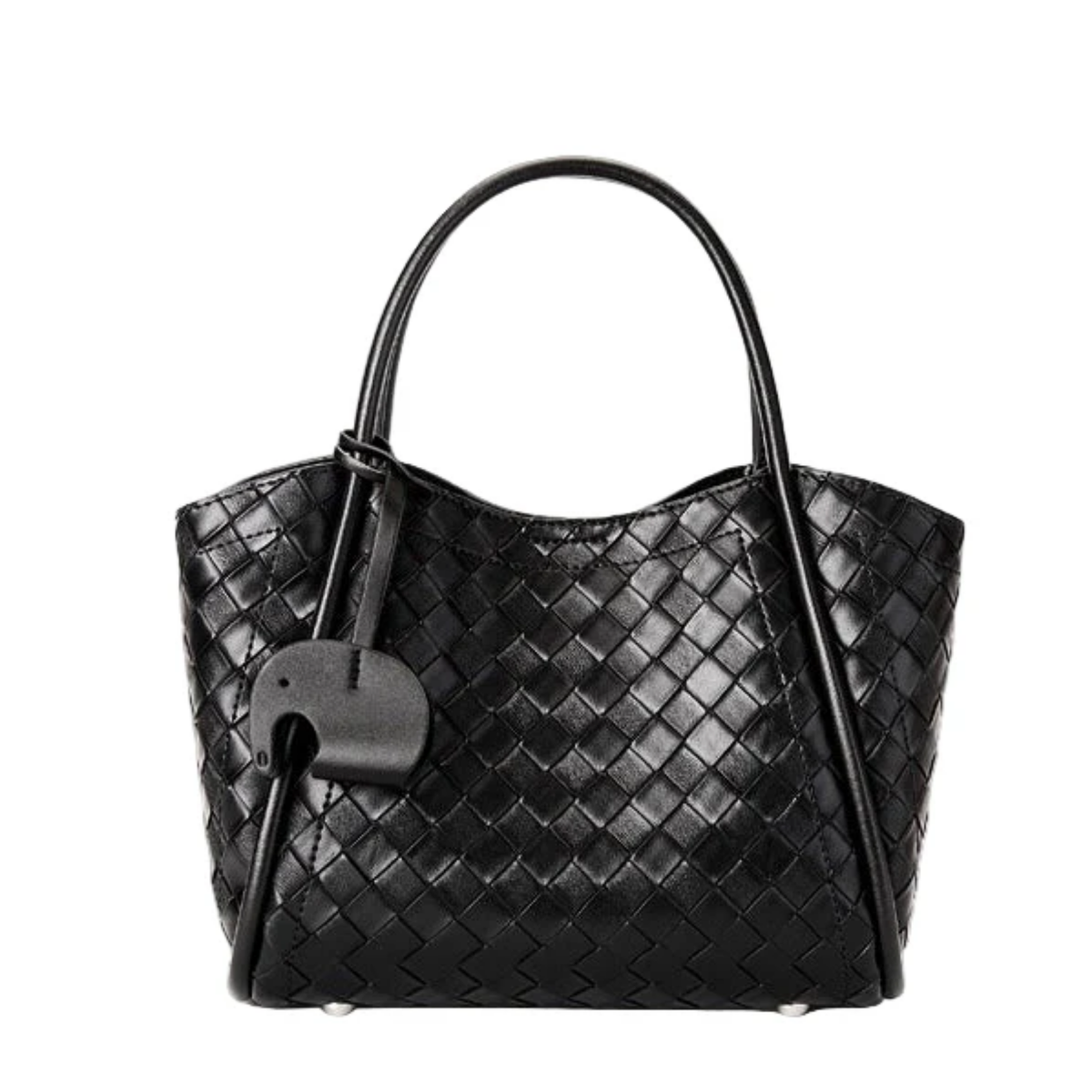Calystria Genuine Leather Woven Large Tote Crossbody Basket Bag
