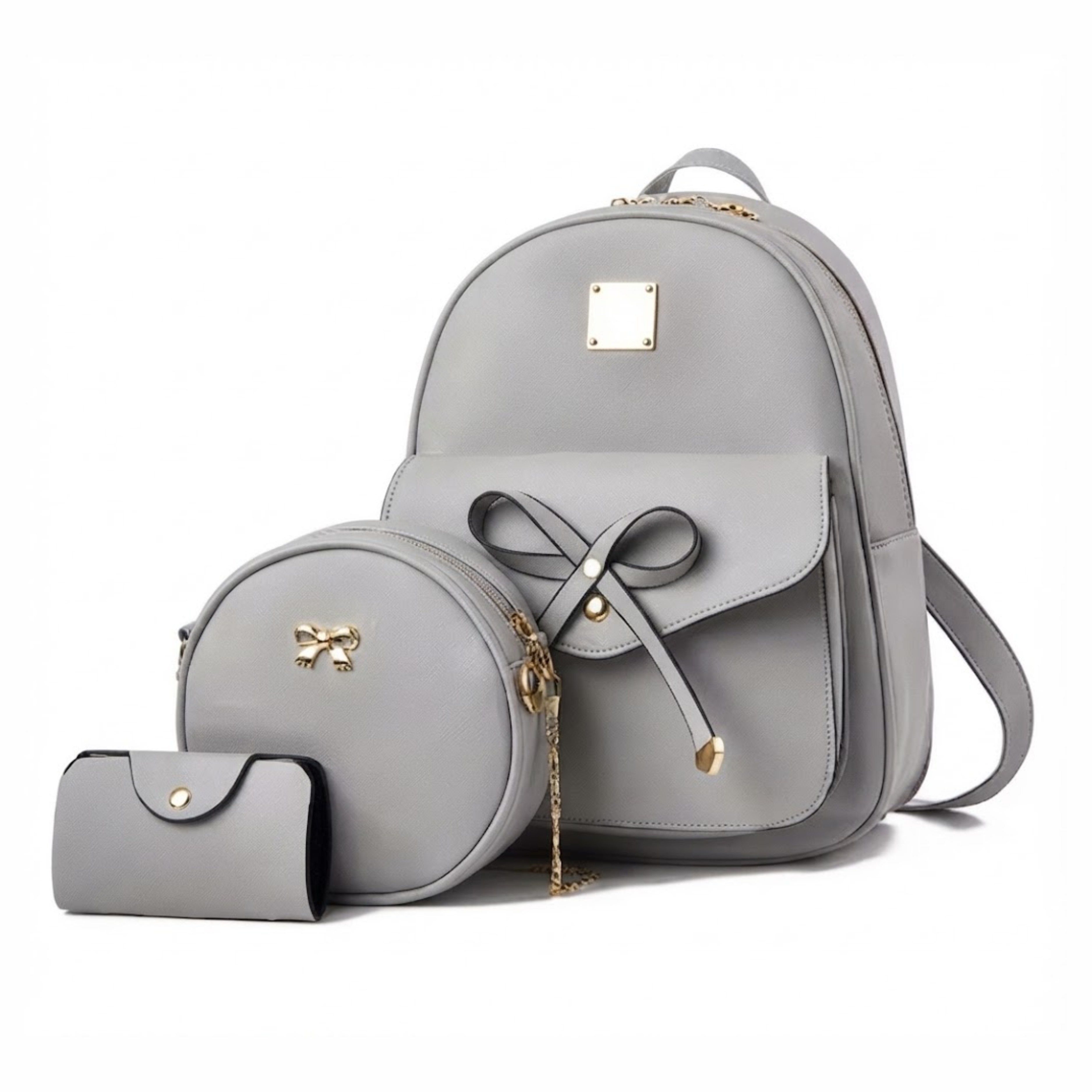 Jalene Chic 3-teiliges Rucksack- und Handtaschen-Set mit Schleife