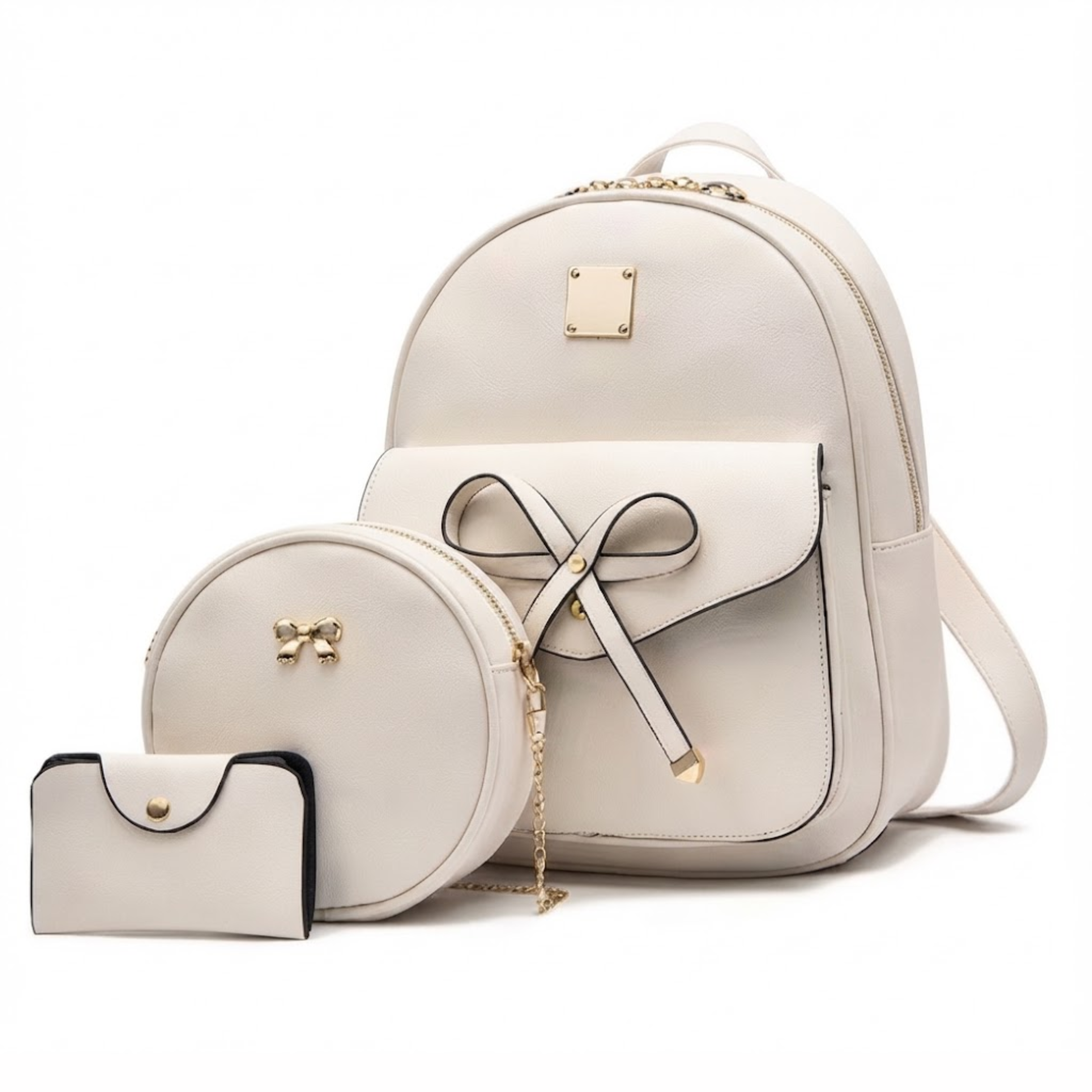Jalene Chic 3-teiliges Rucksack- und Handtaschen-Set mit Schleife