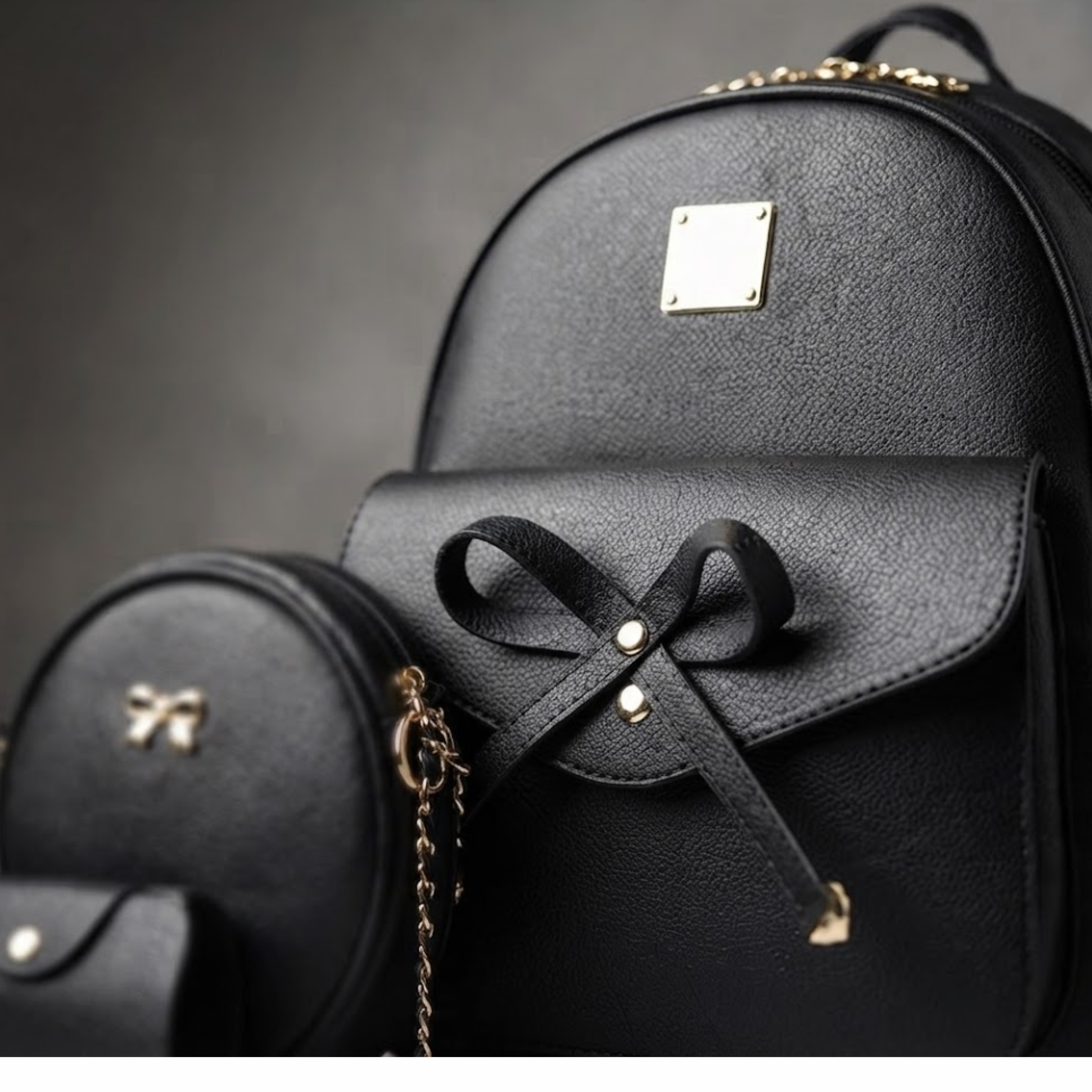 Jalene Chic 3-teiliges Rucksack- und Handtaschen-Set mit Schleife
