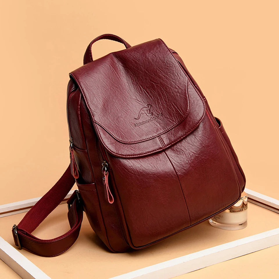 AriaGuard Mini Anti-Diebstahl Leder-Rucksack