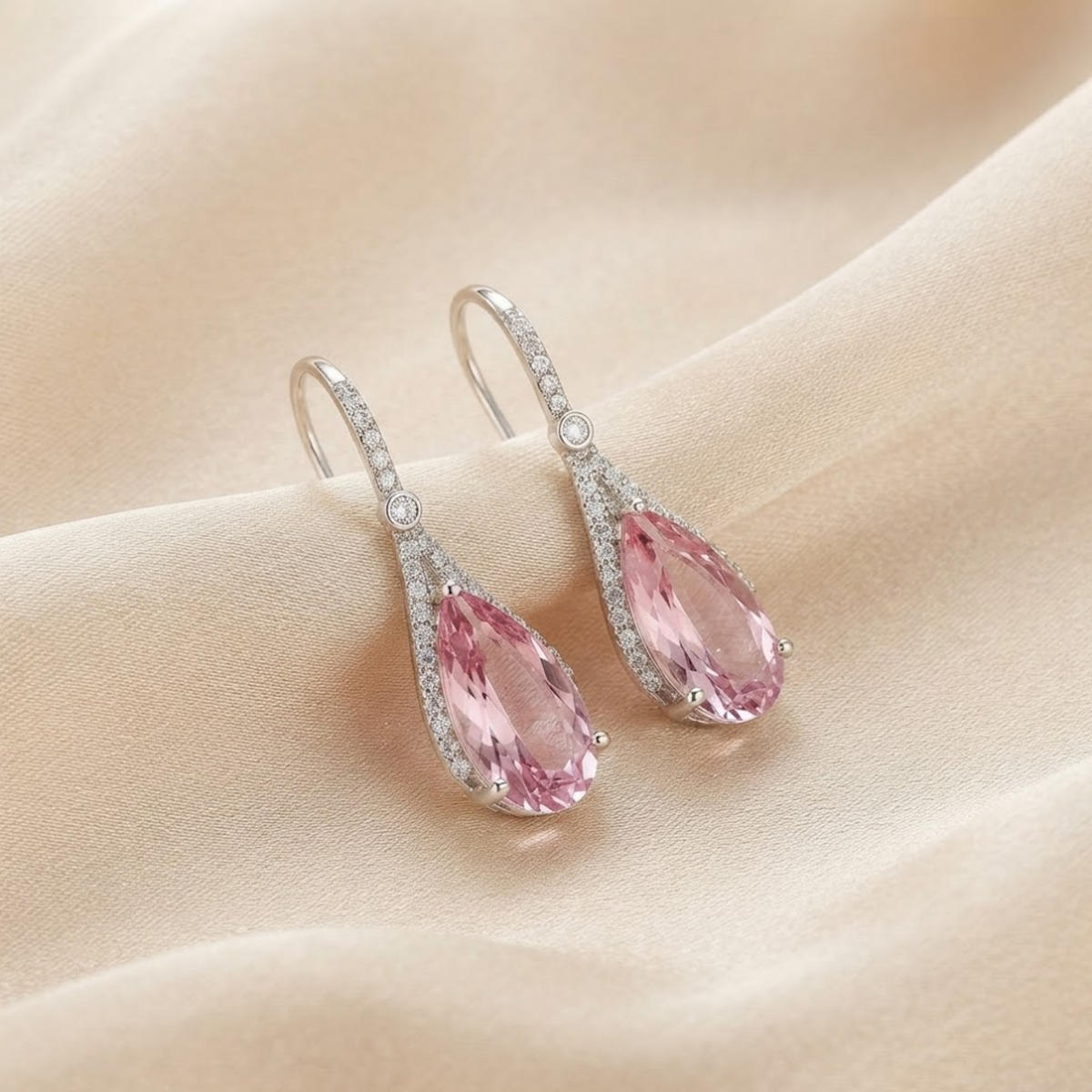Valeria Pink Gem Drop Earrings
