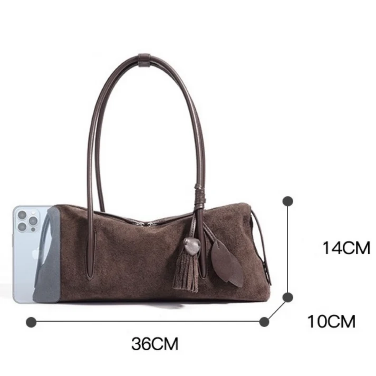 Amaranthe Genuine Leather Tassel Pendant Shoulder Pillow Bag
