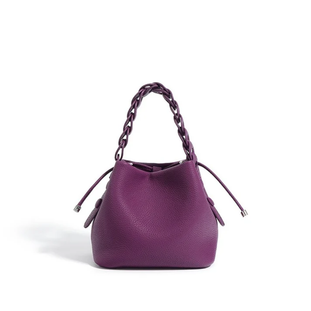 Olythéa Genuine Top-Grain Leather Bucket Bag