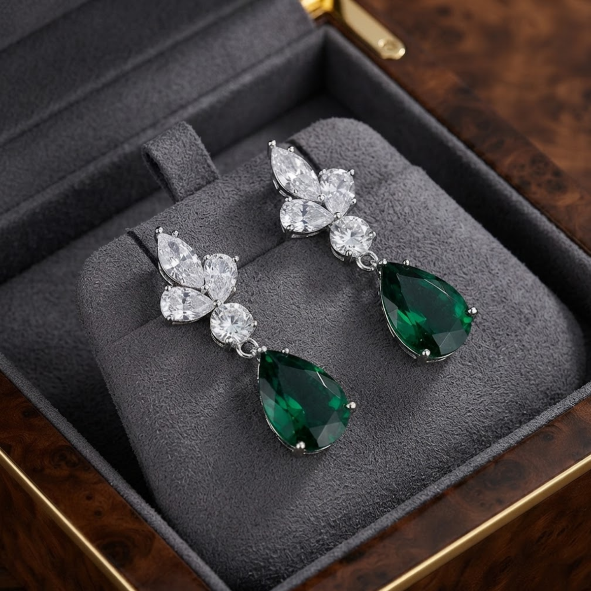 Emilia Emerald Crystal Drop Earrings
