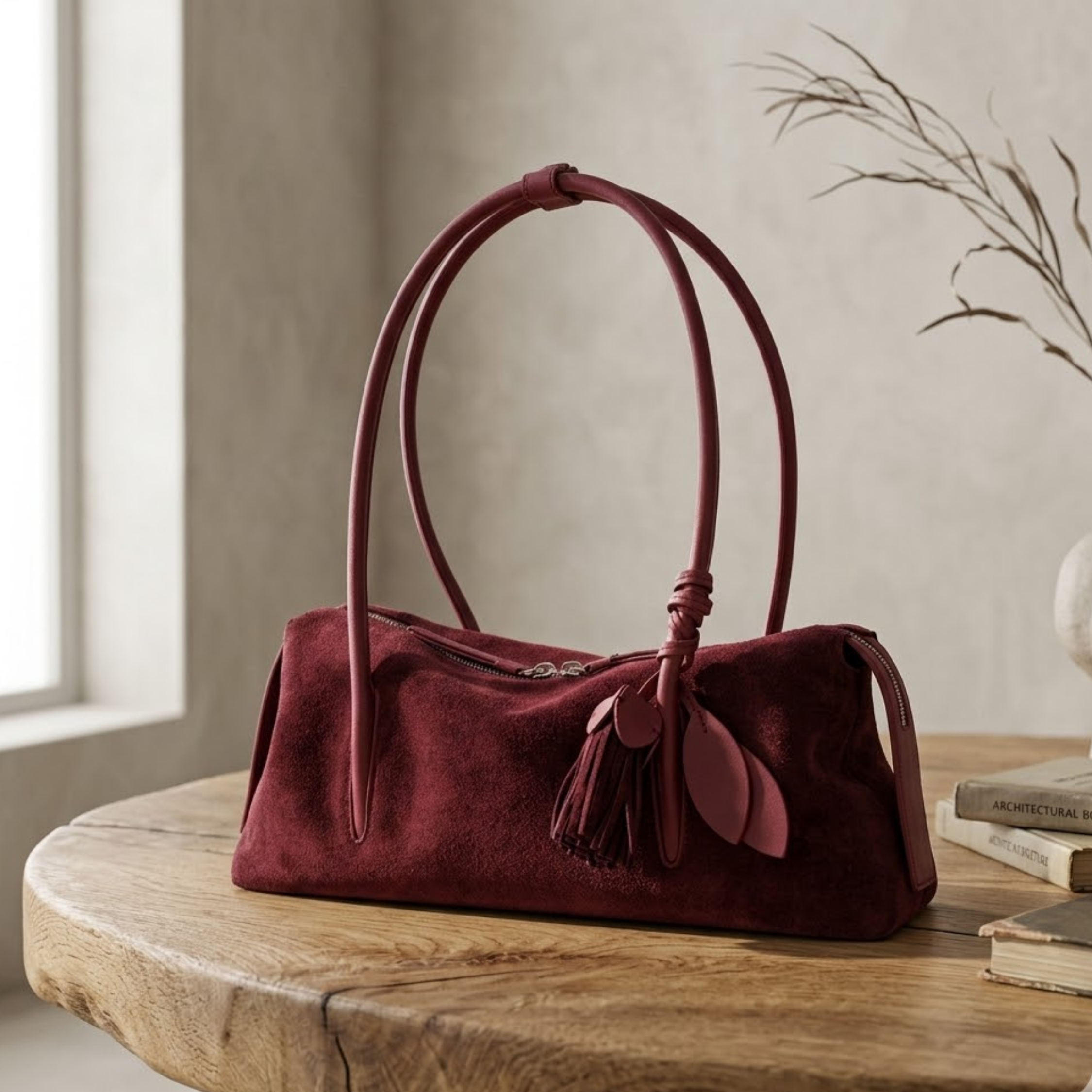 Amaranthe Echtleder Quasten-Anhänger Schulterkissen Tasche