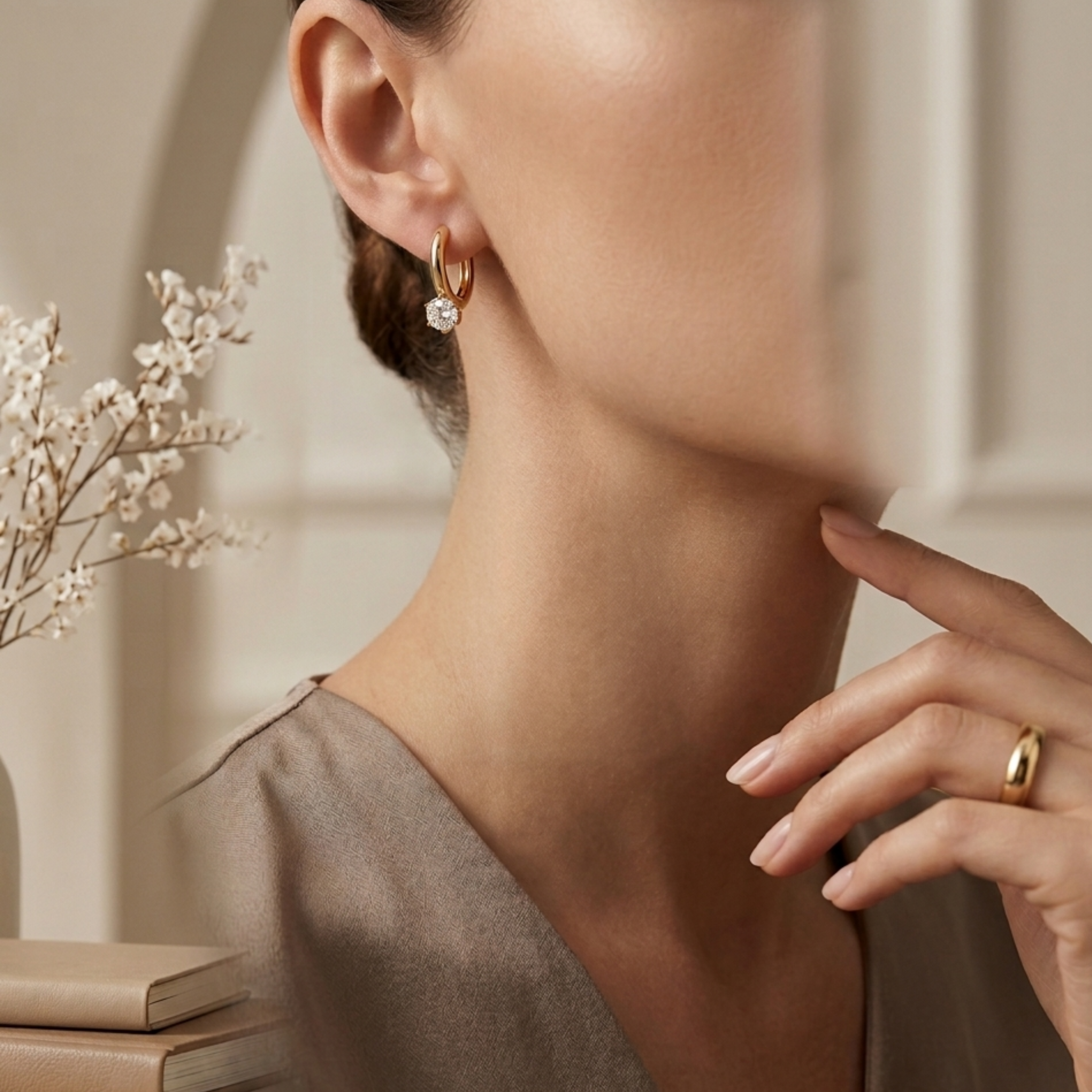 Hovira Glow Solitaire Hoop Earrings