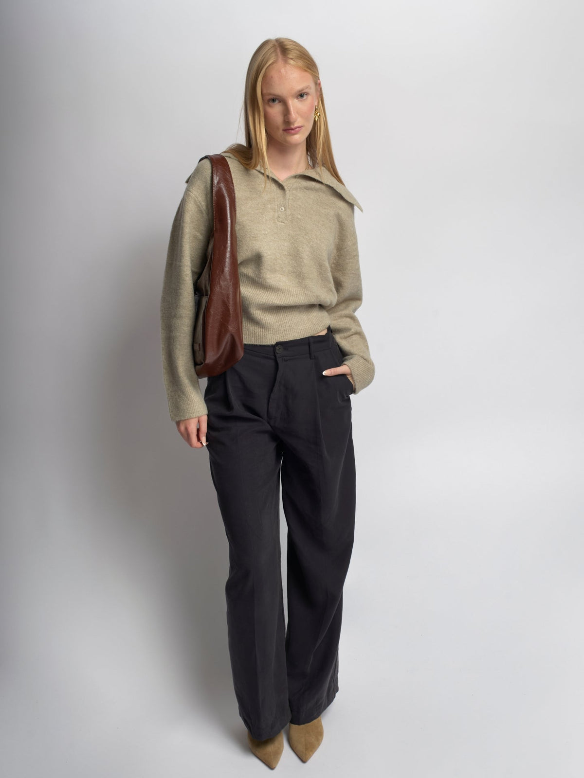 Chic Crescent Vegane Leder Schultertasche