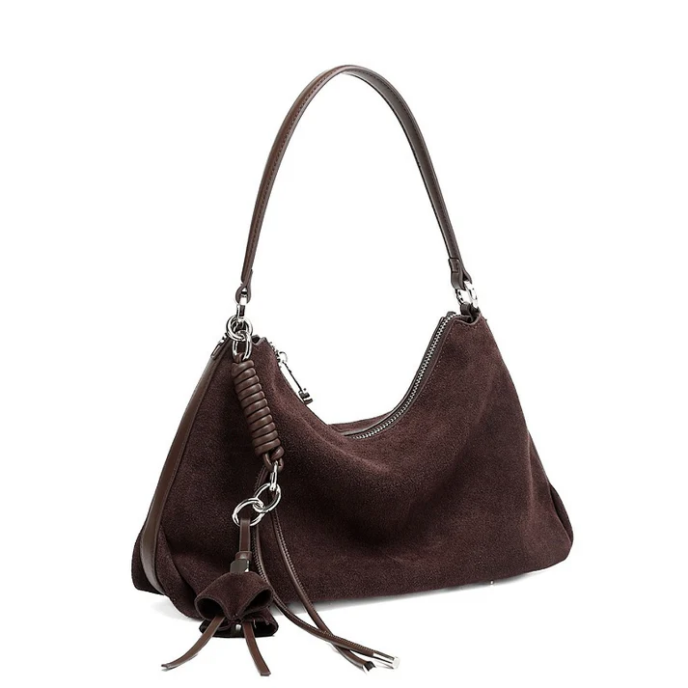 Luxéa Echtleder-Hobo-Tasche mit geflochtenem Detail und Quastenakzent