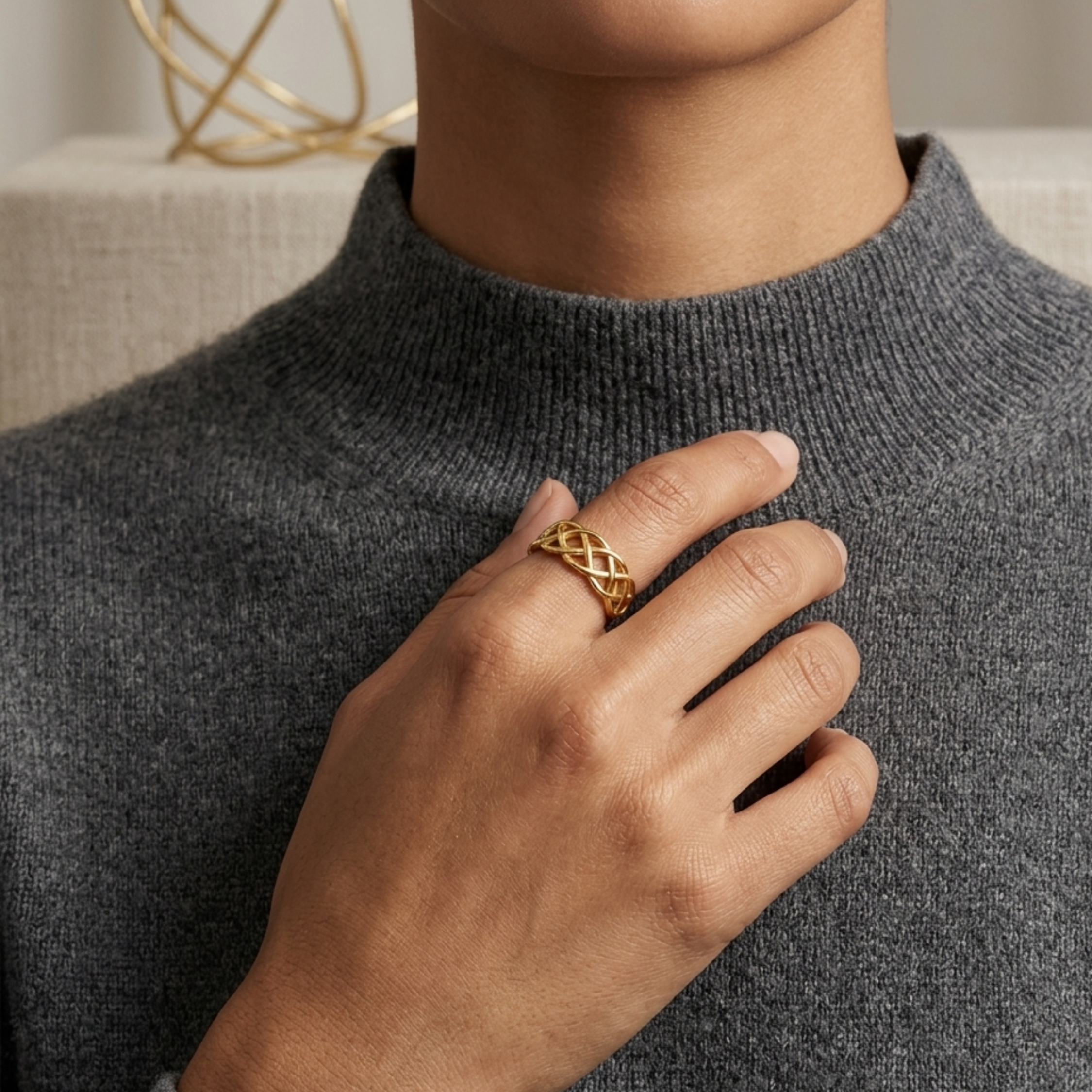 Reynia Geflochtener Goldring