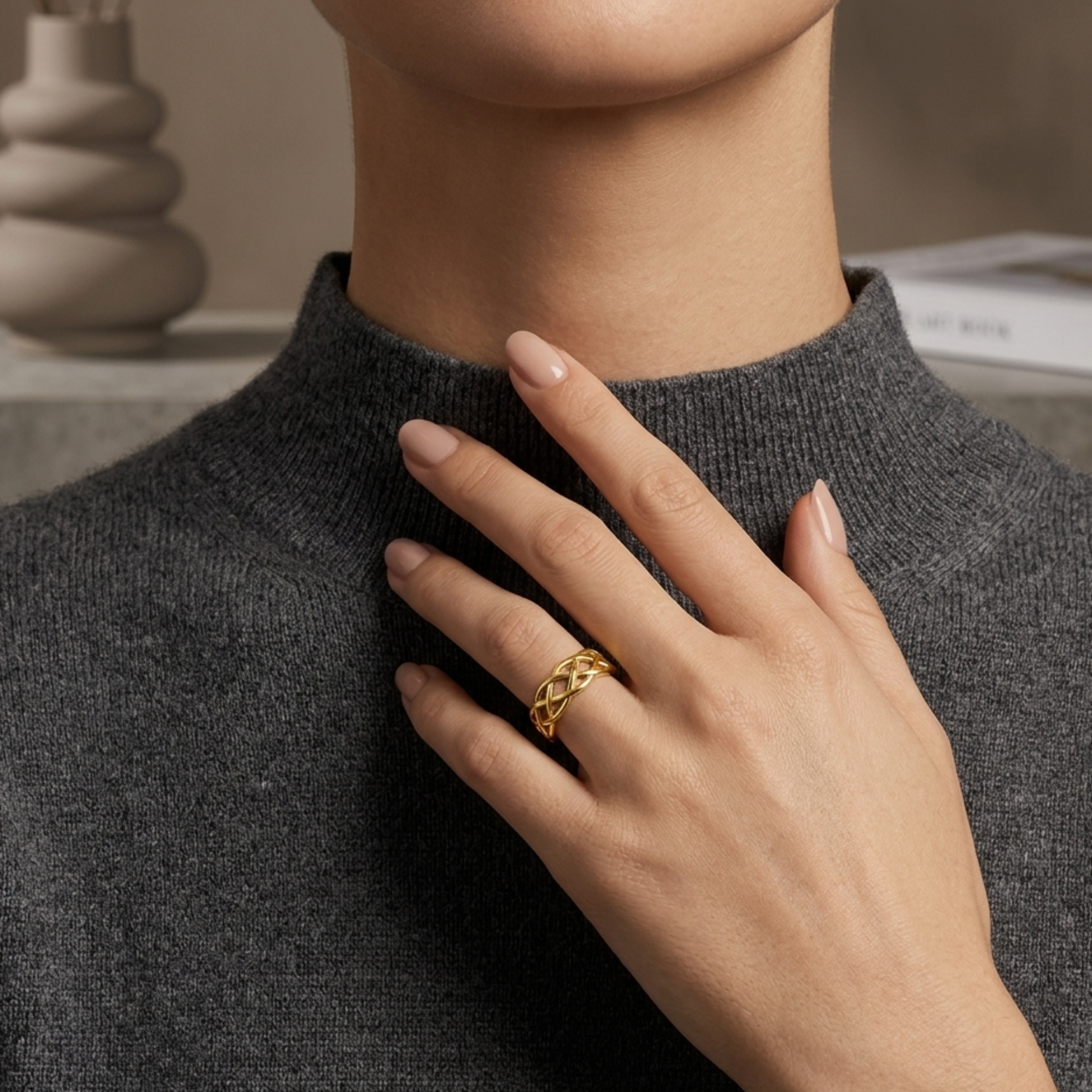 Reynia Geflochtener Goldring