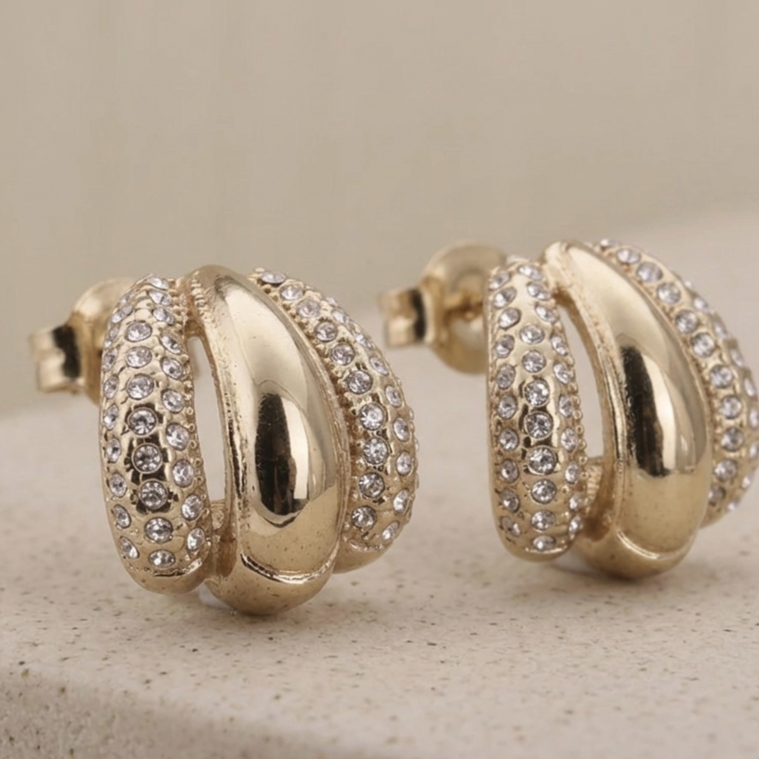 Luxanna Glow Gold Crystal Stud Earrings