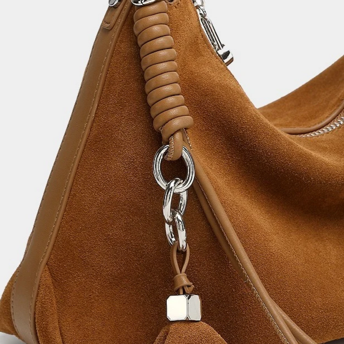 Luxéa Echtleder-Hobo-Tasche mit geflochtenem Detail und Quastenakzent