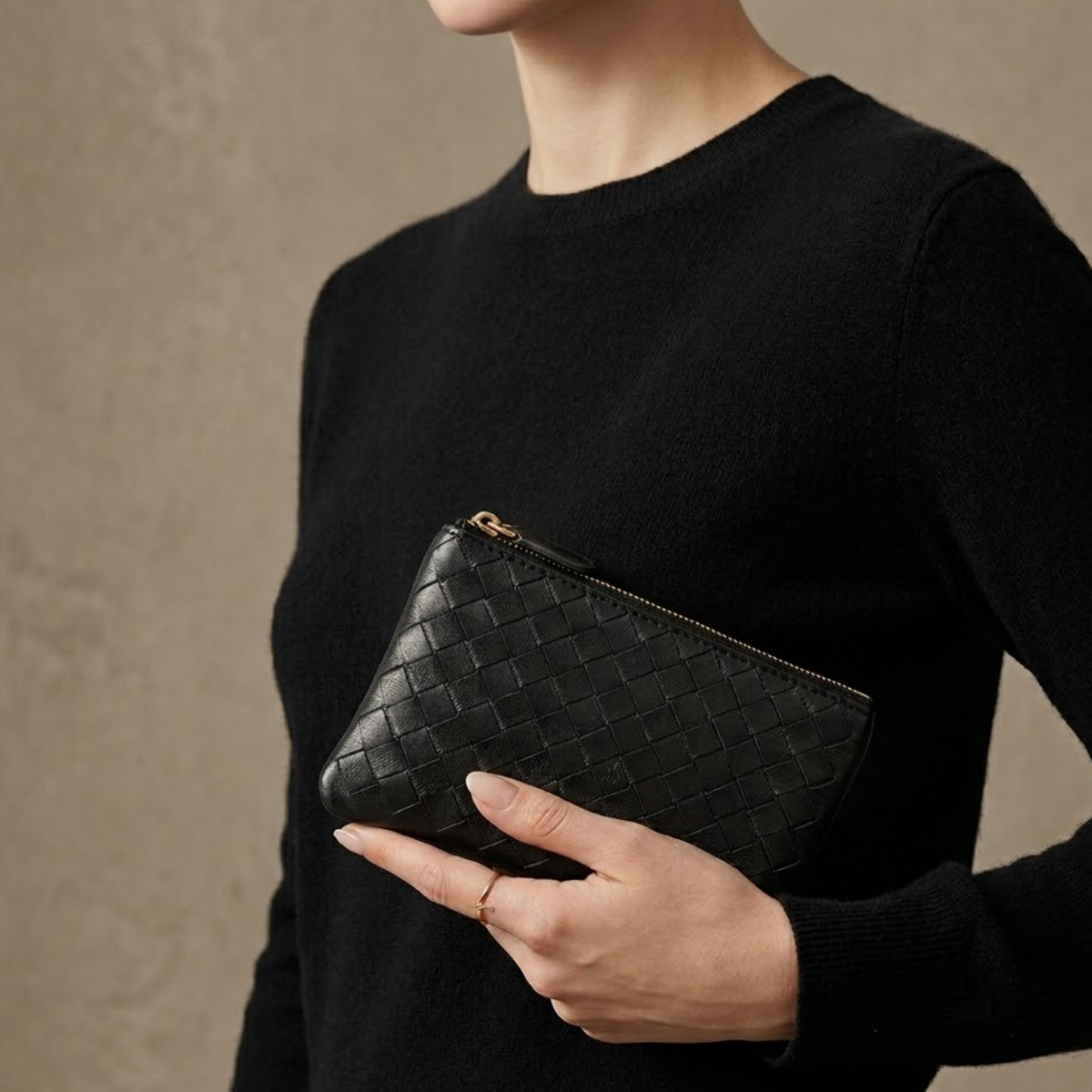 Jaeira Handwoven Lambskin Key Fob & Card Wallet