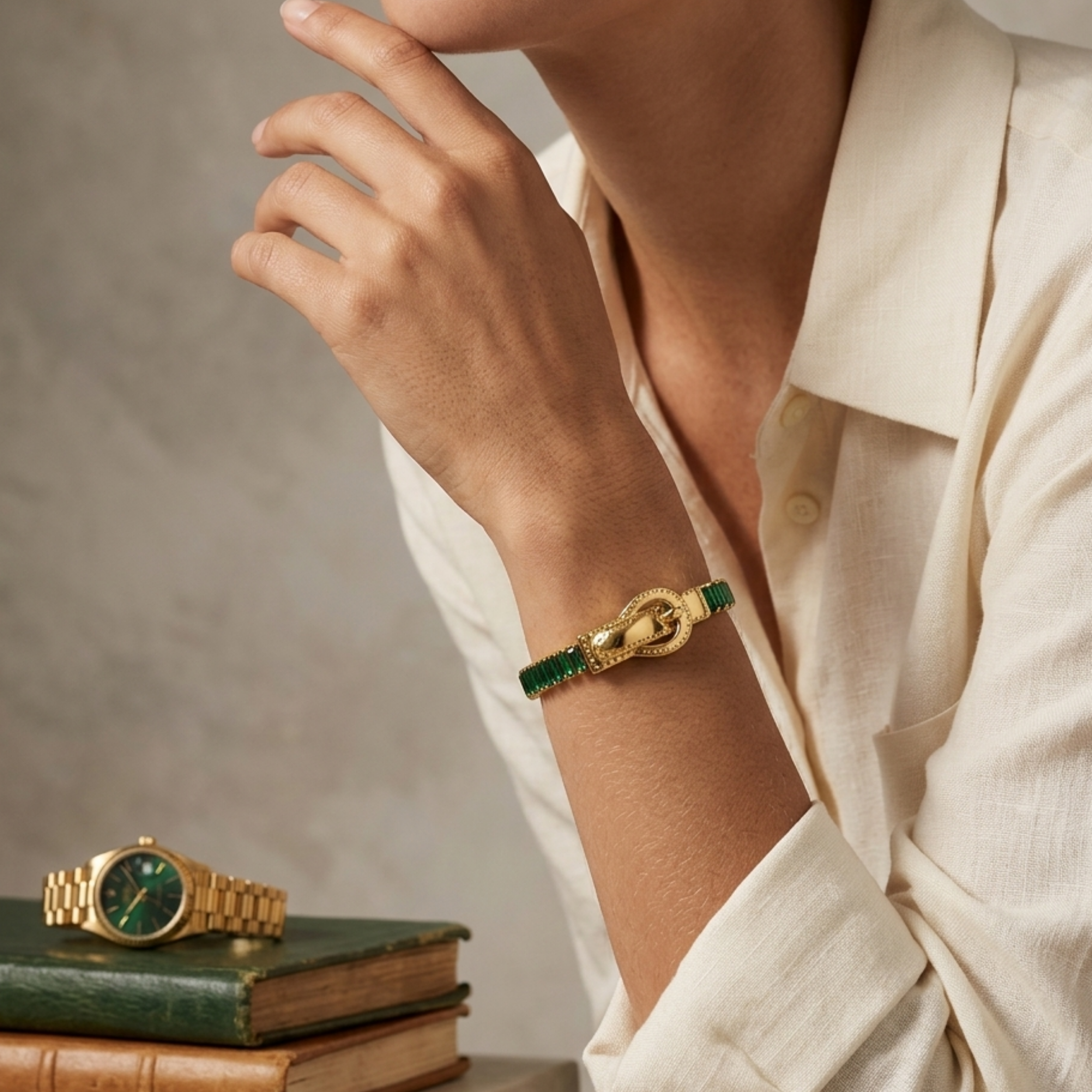 Zephyra Baguette Emerald Bracelet