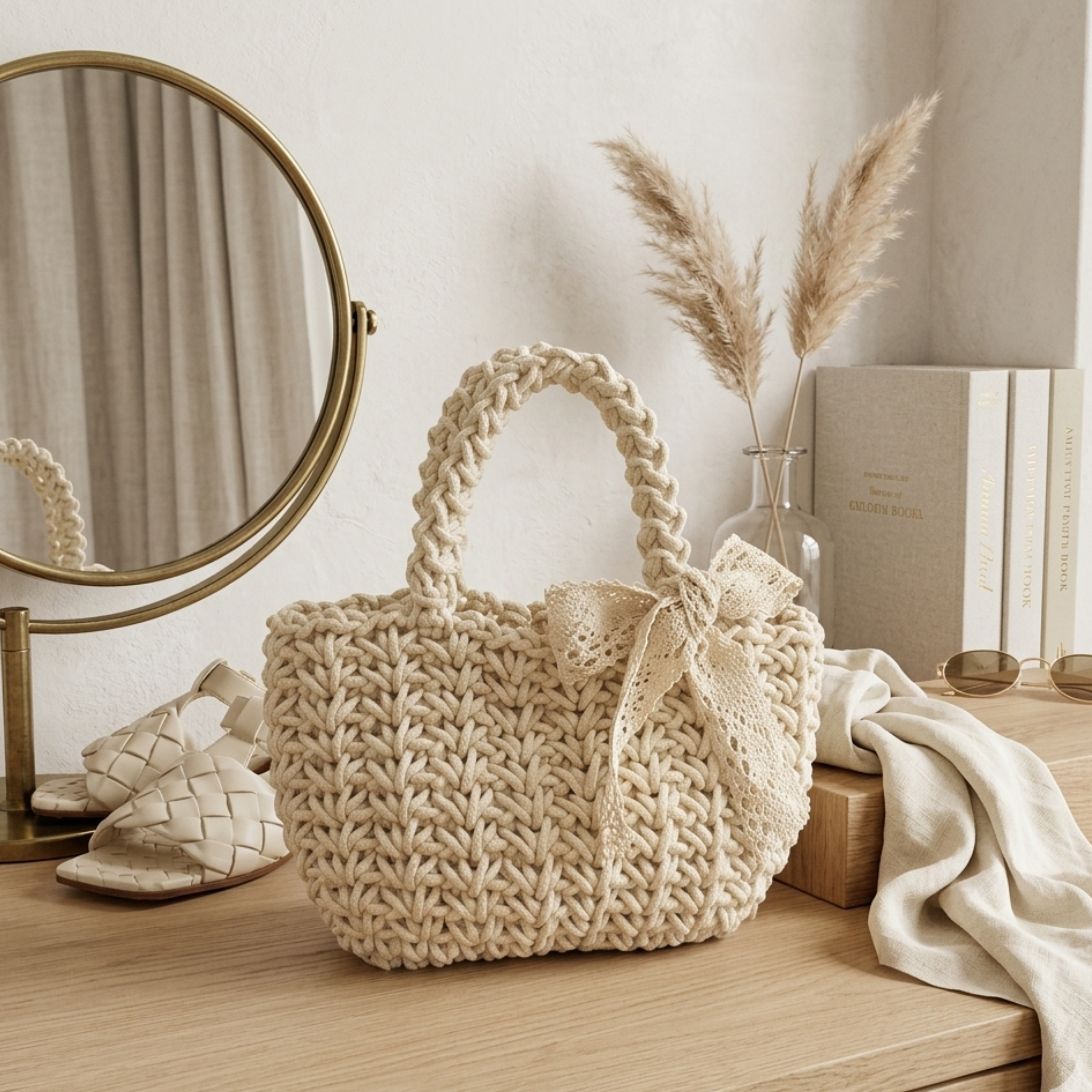 Minimalist Soft Weave Tote Handbag - Sustainable Bag