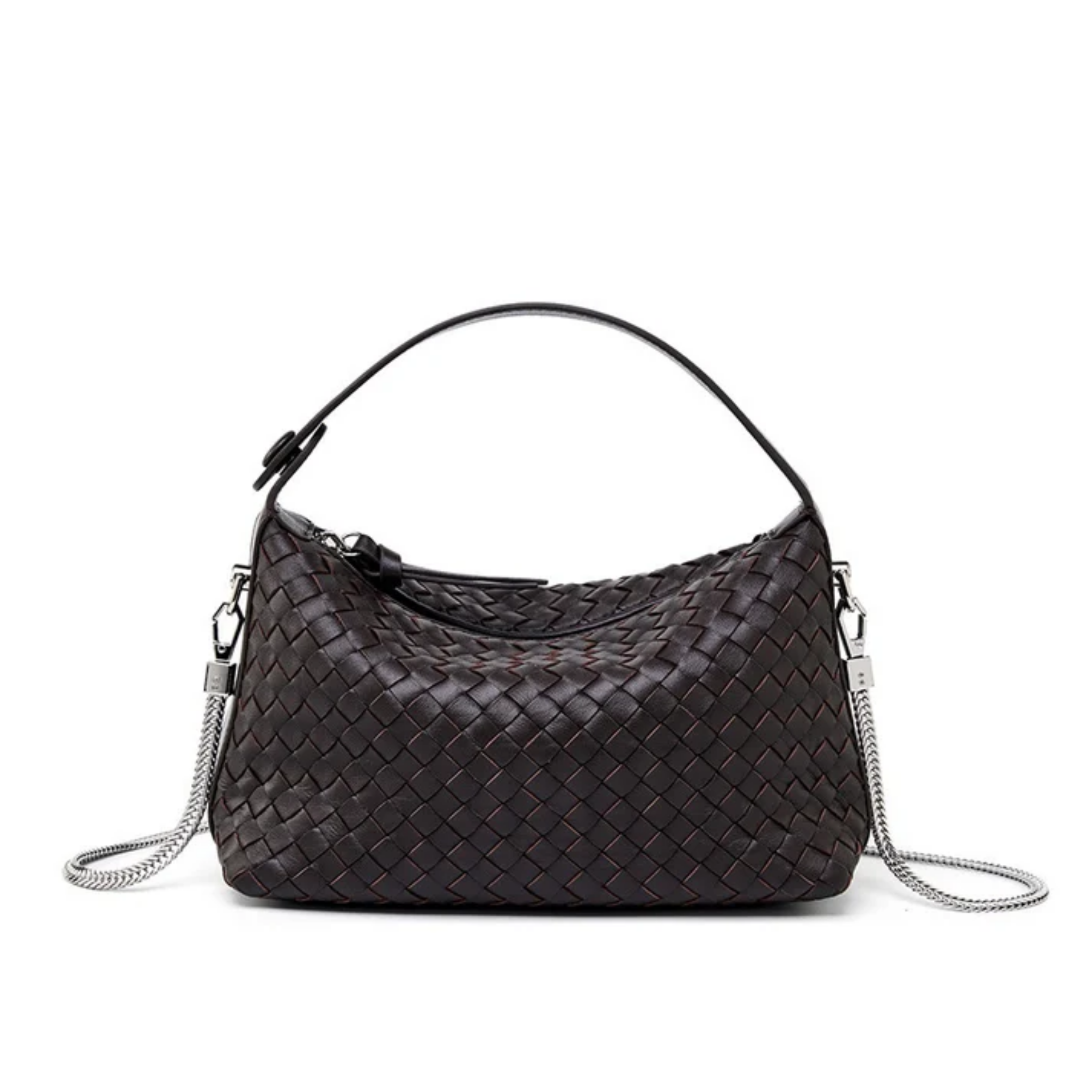 Elaréa Echt Lammfell Leder Geflochtene Clutch mit Kettenriemen