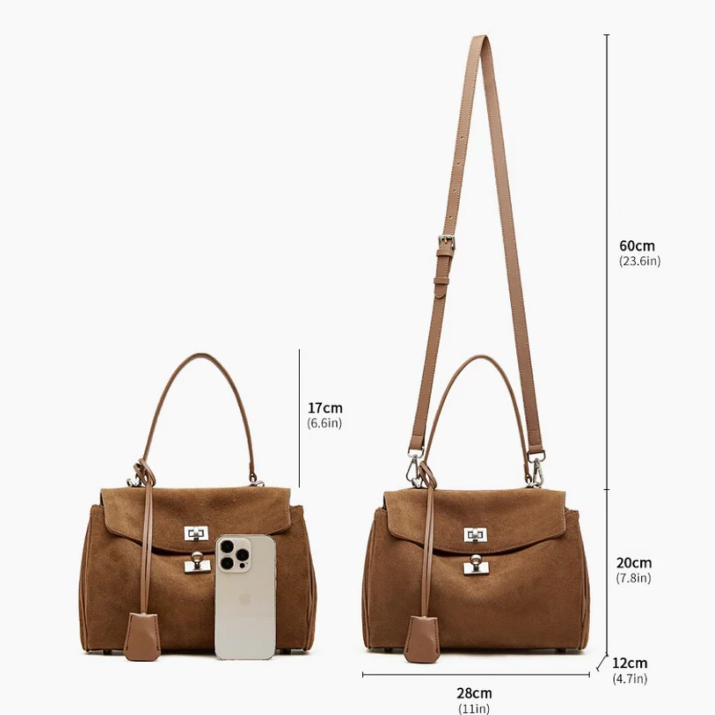 Sylvae Soft Suede Echtleder Handtasche mit Tragegriff