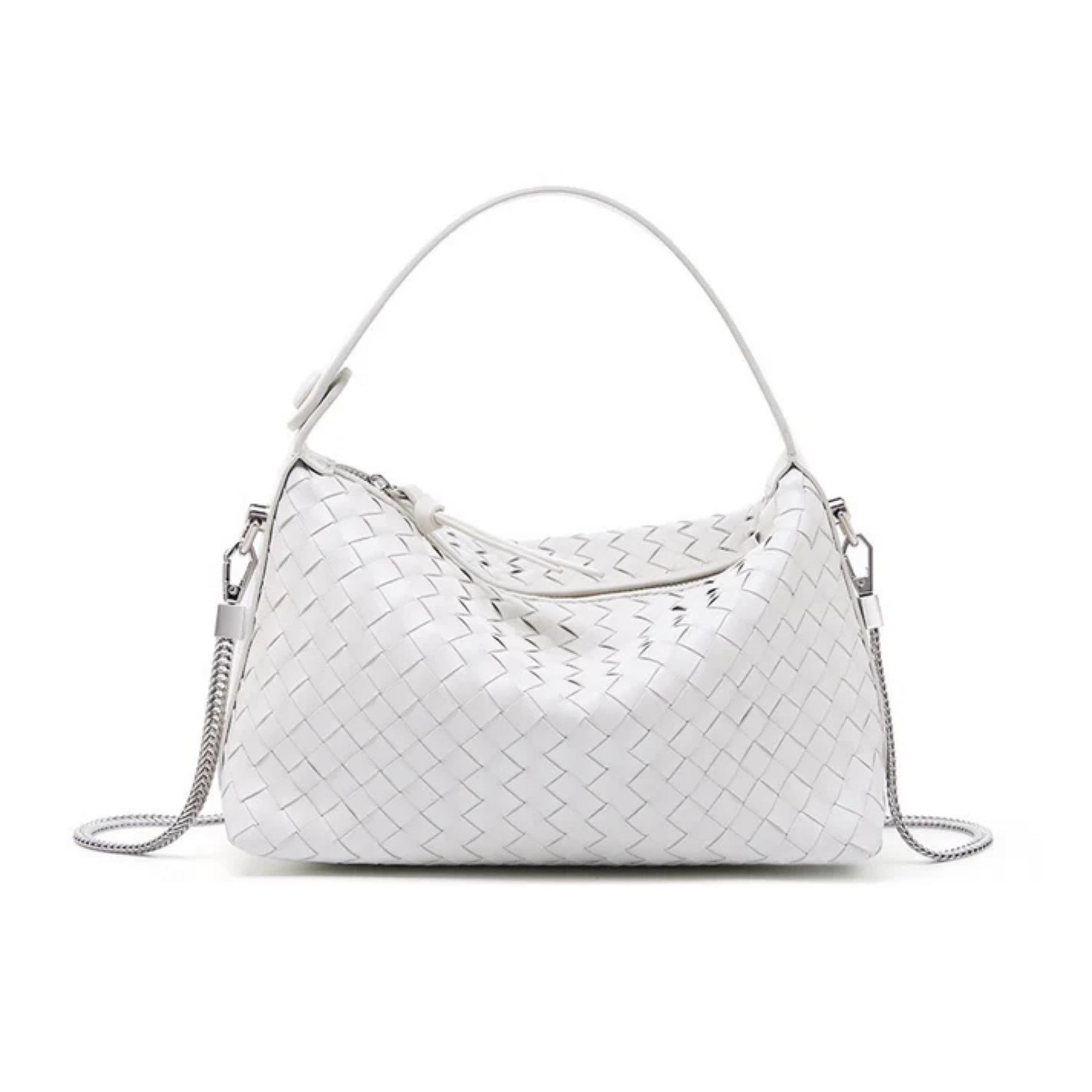 Elaréa Echt Lammfell Leder Geflochtene Clutch mit Kettenriemen
