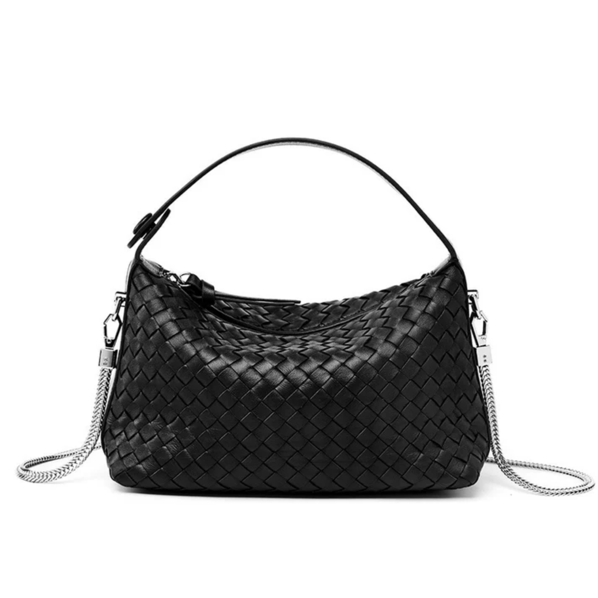 Elaréa Echt Lammfell Leder Geflochtene Clutch mit Kettenriemen