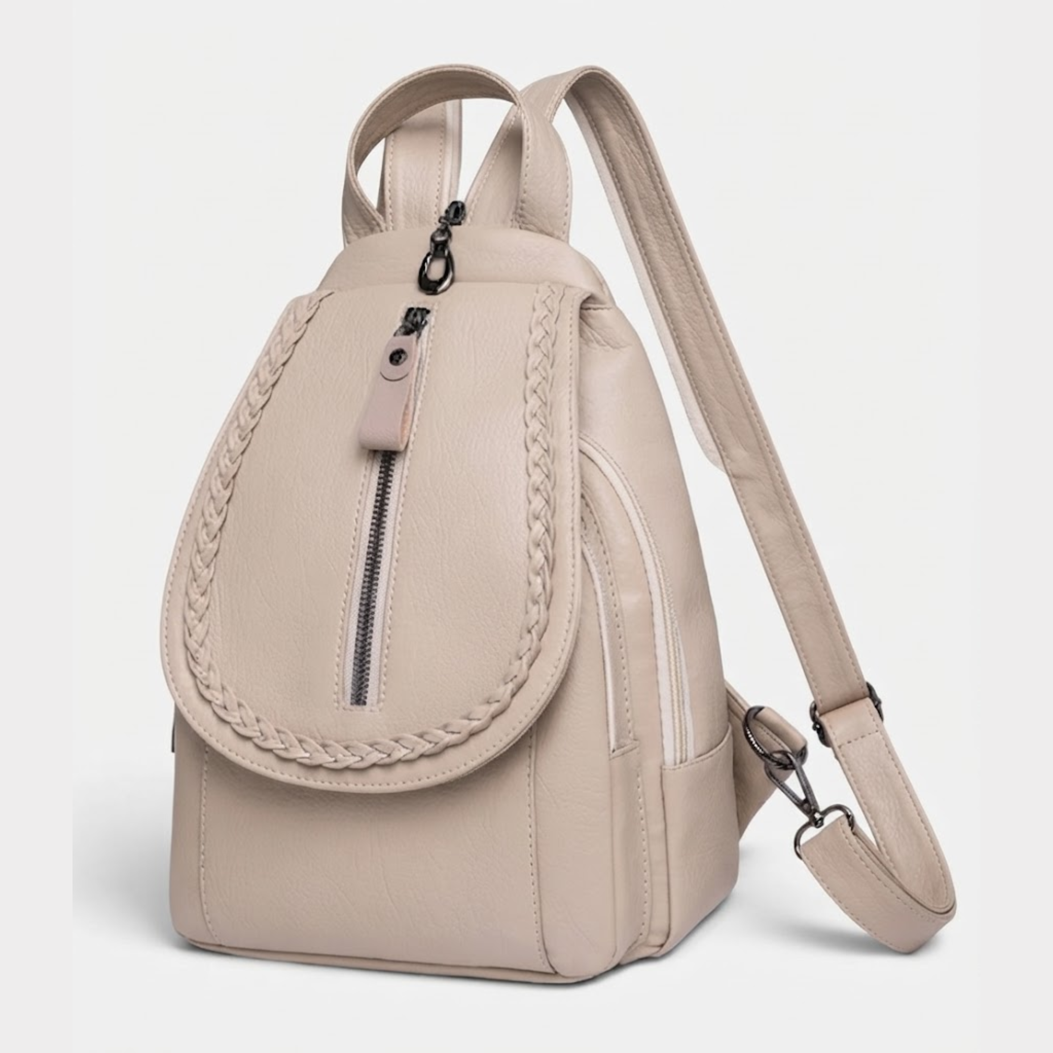 Natasha Braided Trim Convertible Leather Backpack
