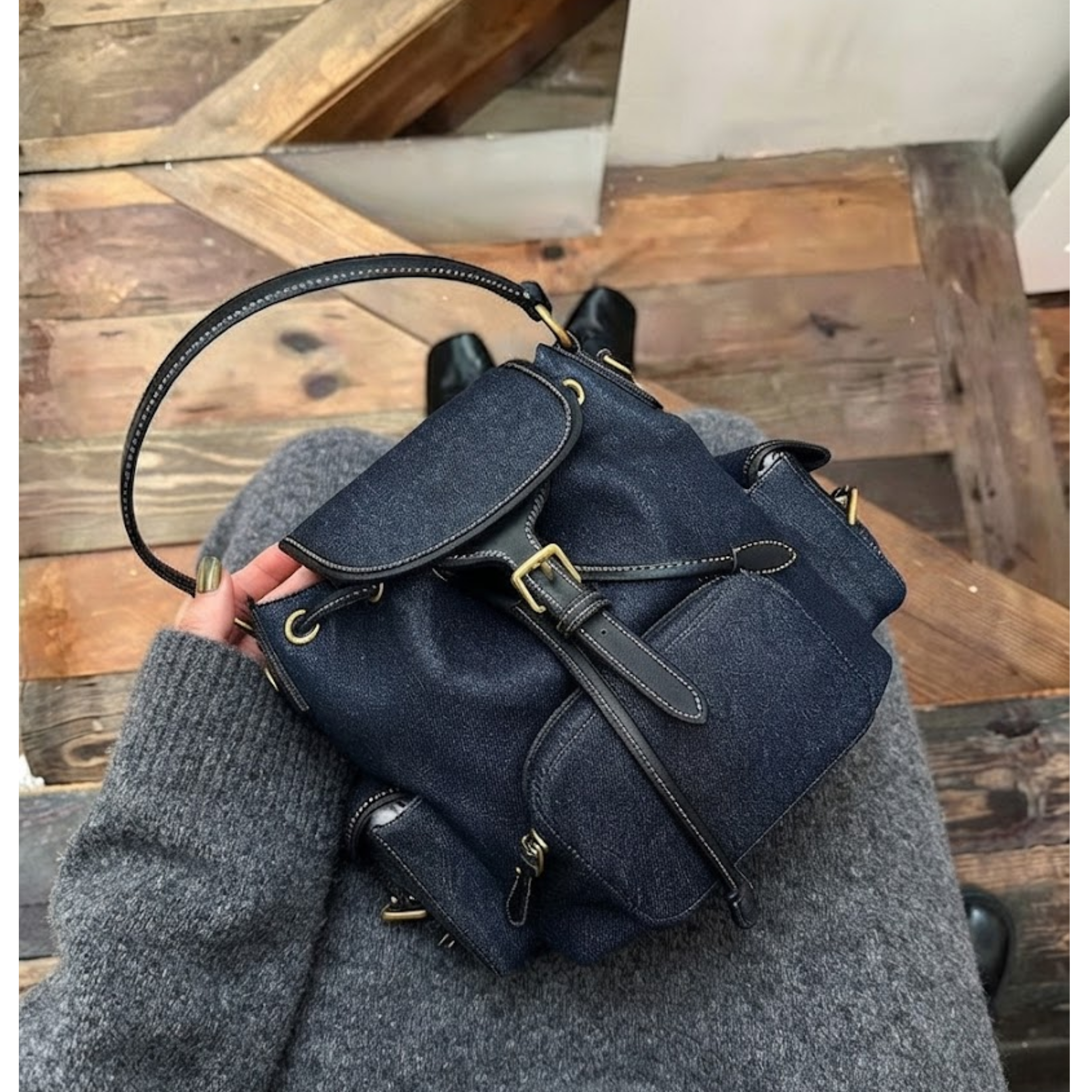 Mila Blue Denim Backpack