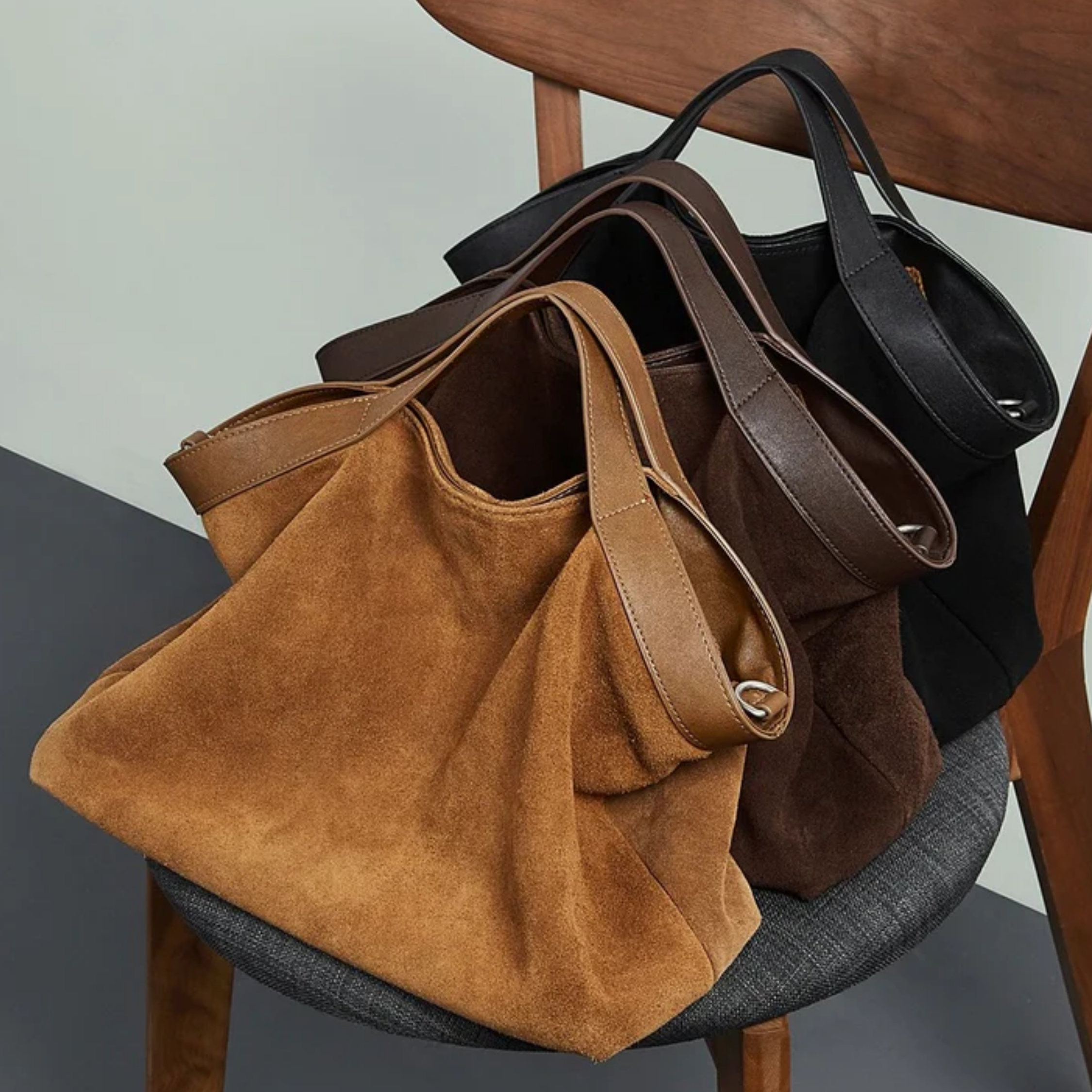 Bellanova Wildleder- und Echtleder Klassische Strukturierte Schultertasche