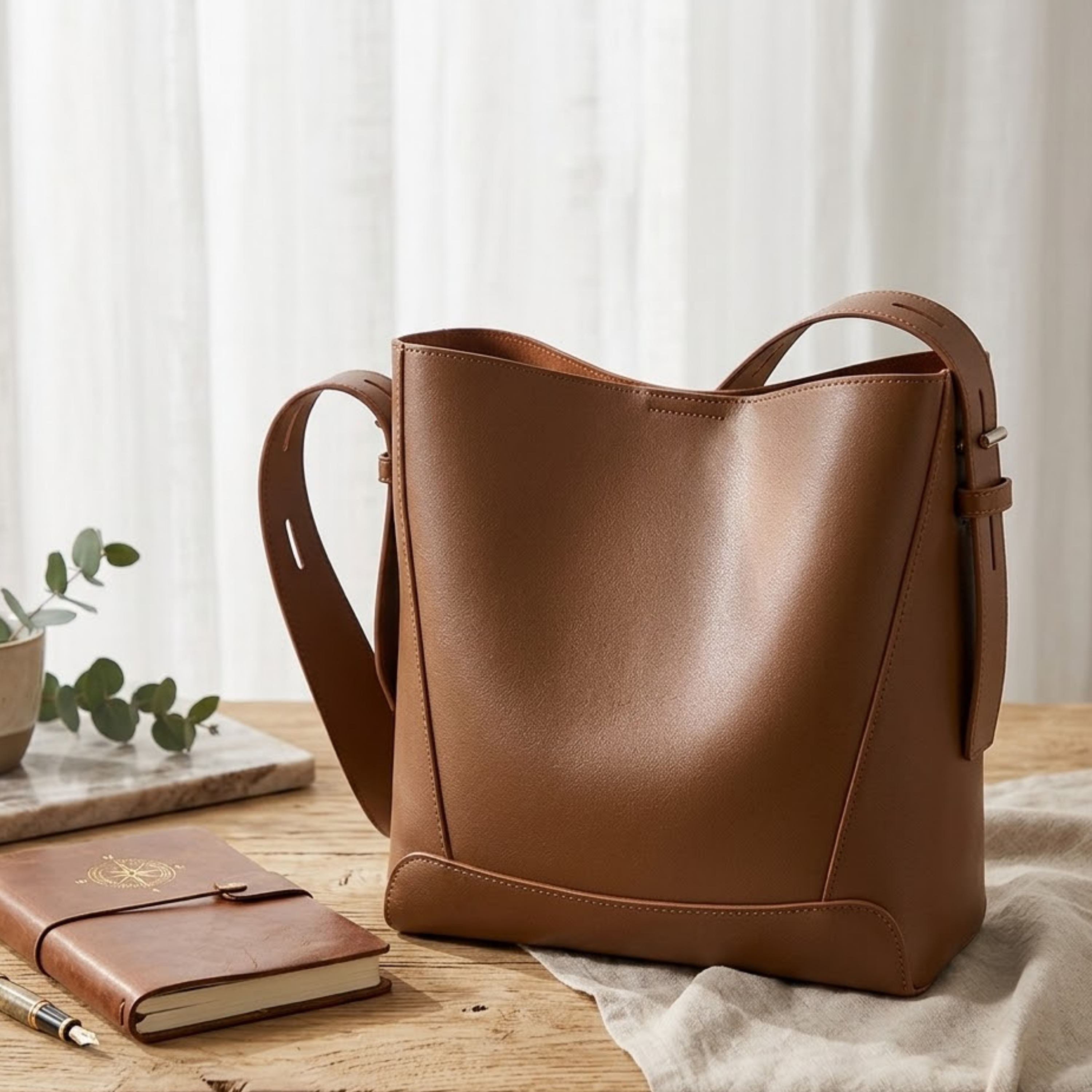 Ardena Echtleder Crossbody- und Schultertasche im Oversized Bucket-Design