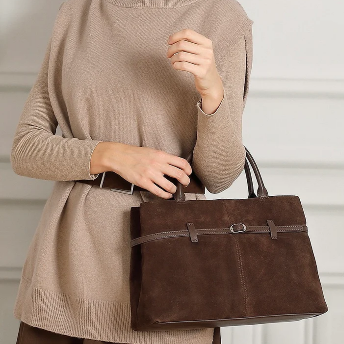 Elyra Wildleder Strukturierte Echtleder-Shopper-Tasche