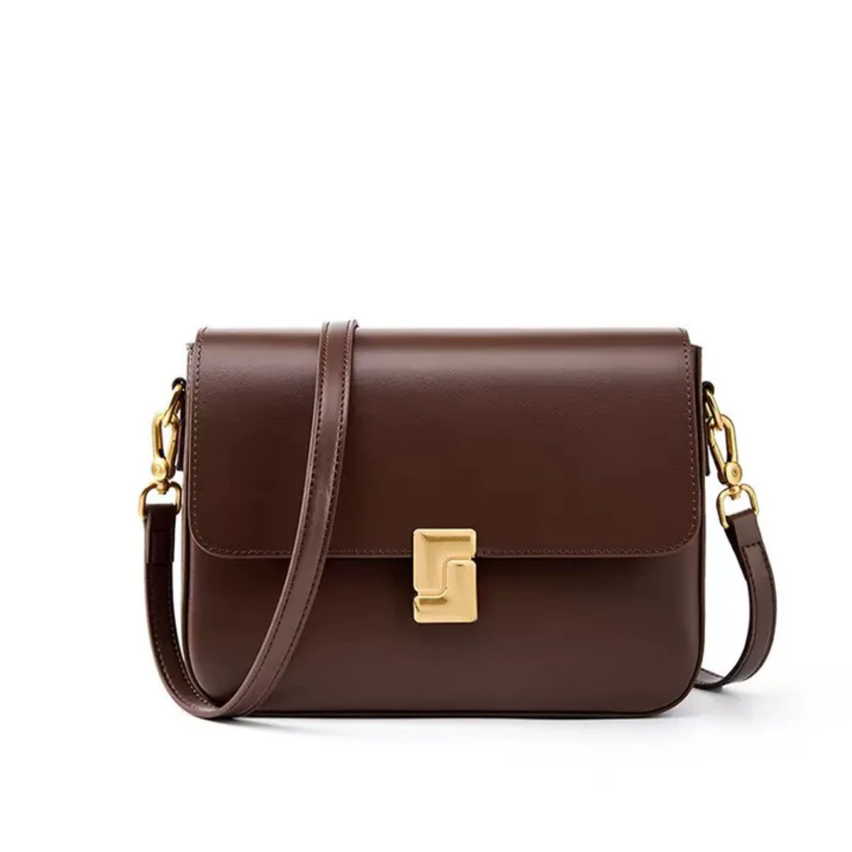 Violethé Schultertasche aus echtem Leder im Box-Design