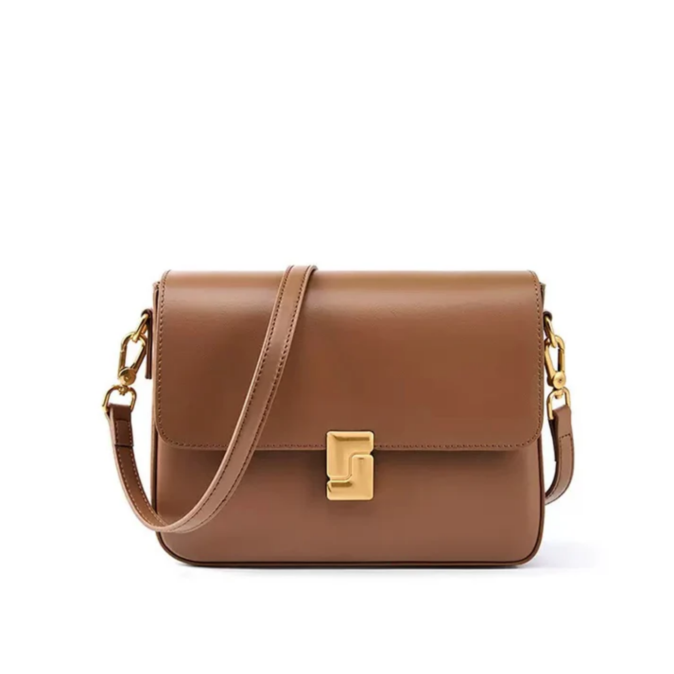 Violethé Schultertasche aus echtem Leder im Box-Design