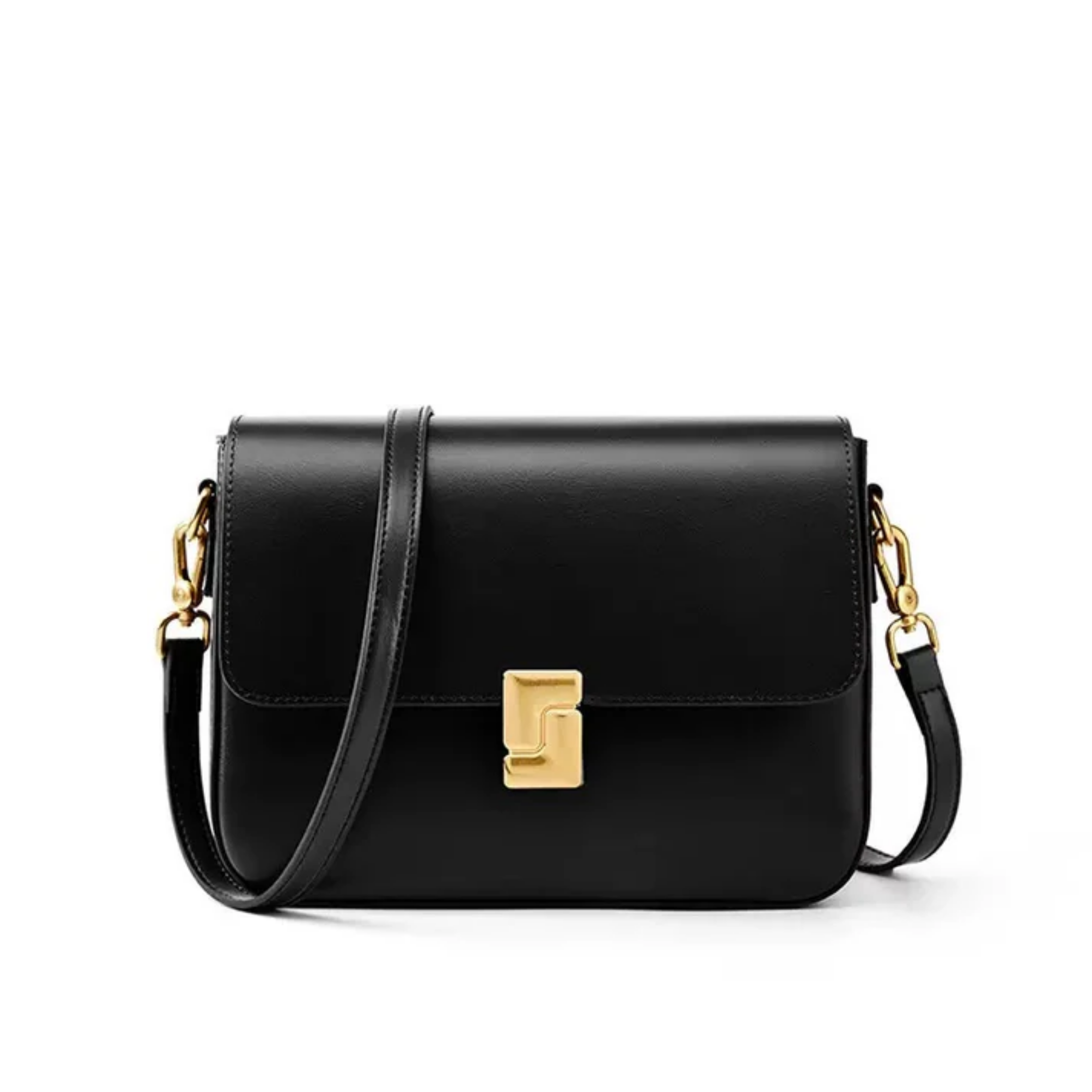 Violethé Schultertasche aus echtem Leder im Box-Design