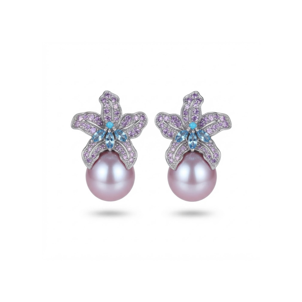 Lila Petal Pearl Earrings