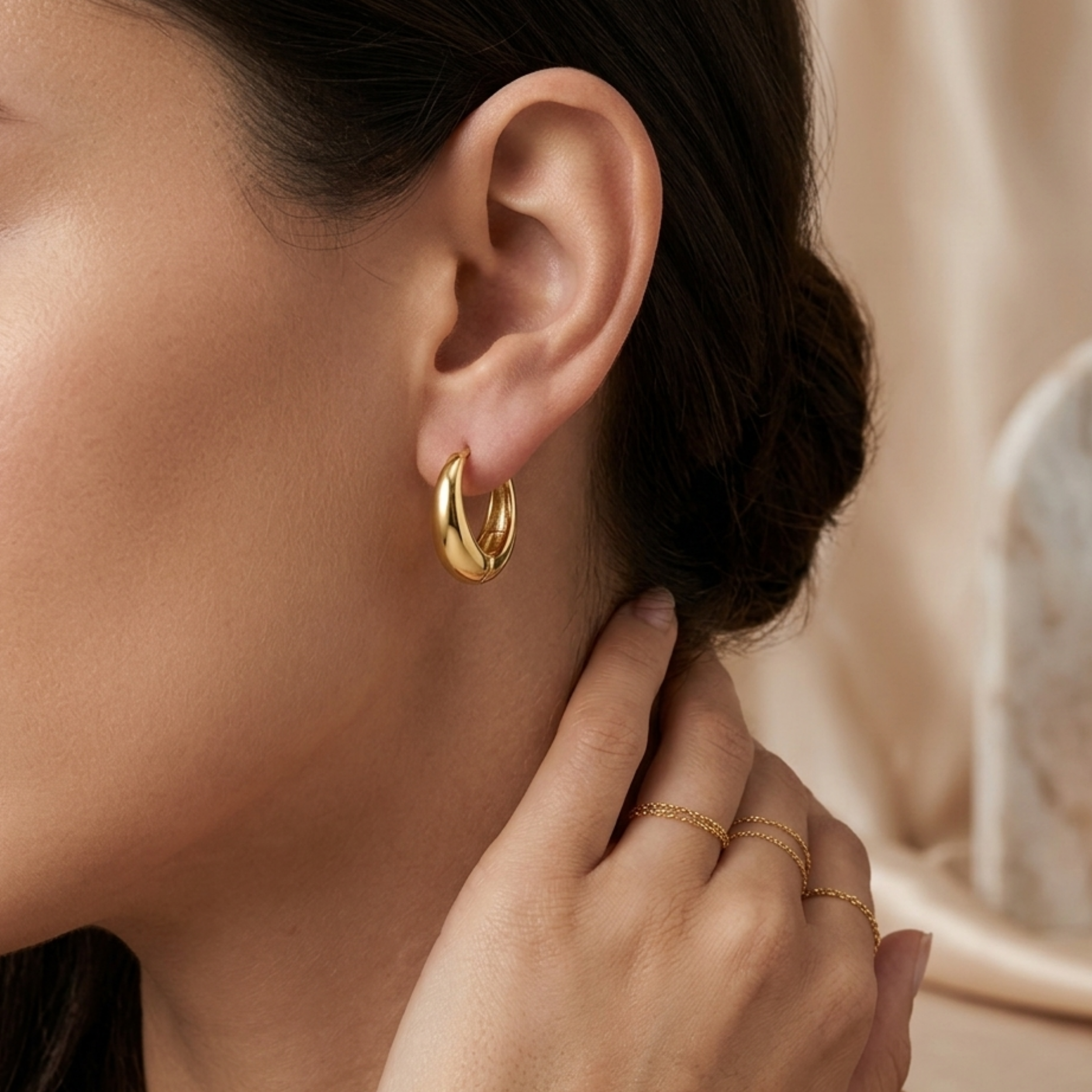 Lunaria Golden Crescent Hoops