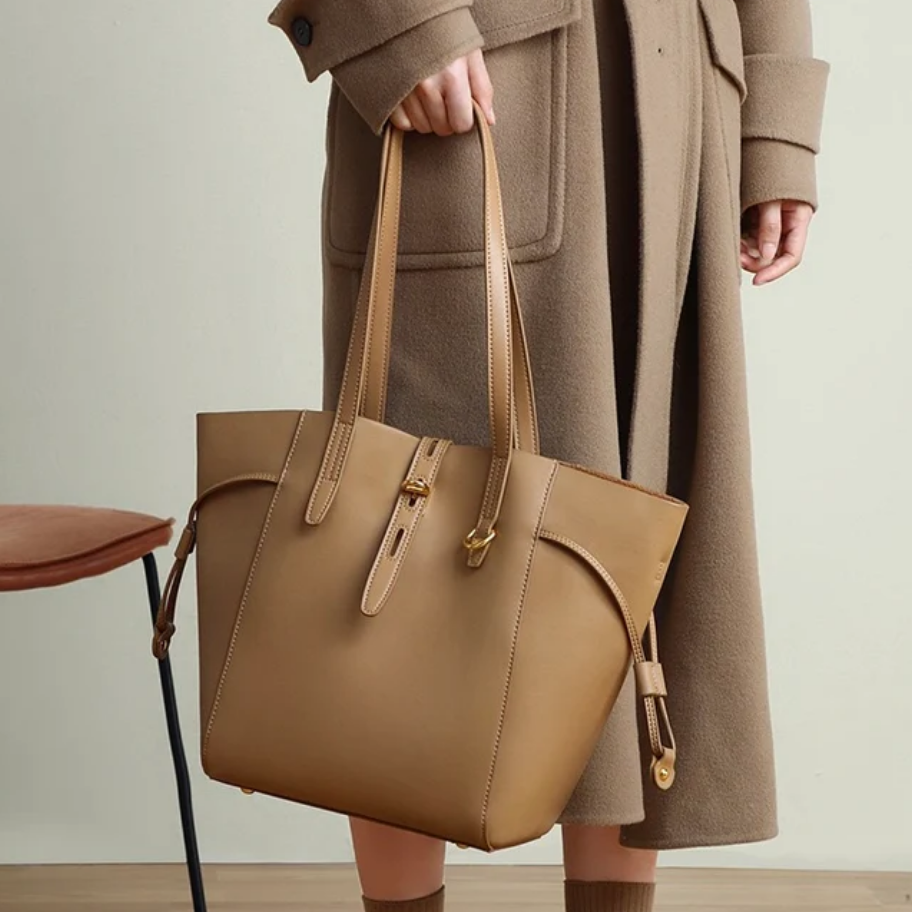Alina Echtleder Vintage-Tasche mit Schnappverschluss