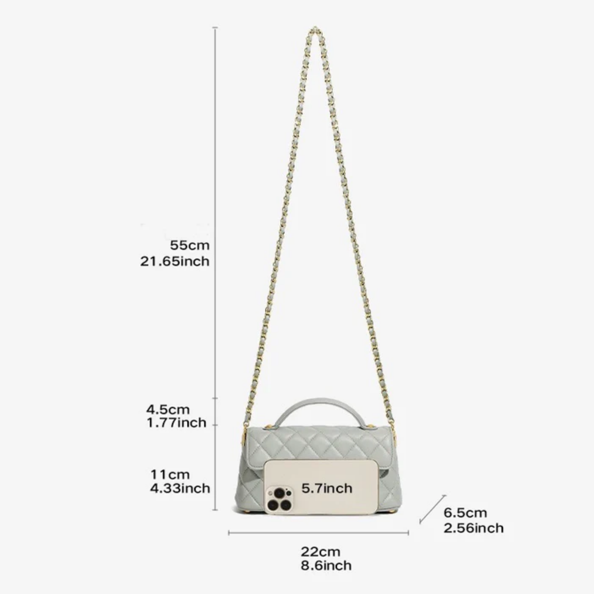 Olythéa Genuine Leather Quilted Chain Shoulder Crossbody Bag