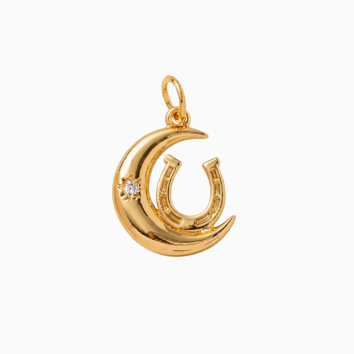 Anhänger - Goldener Hufeisen- und Mond-Anhänger