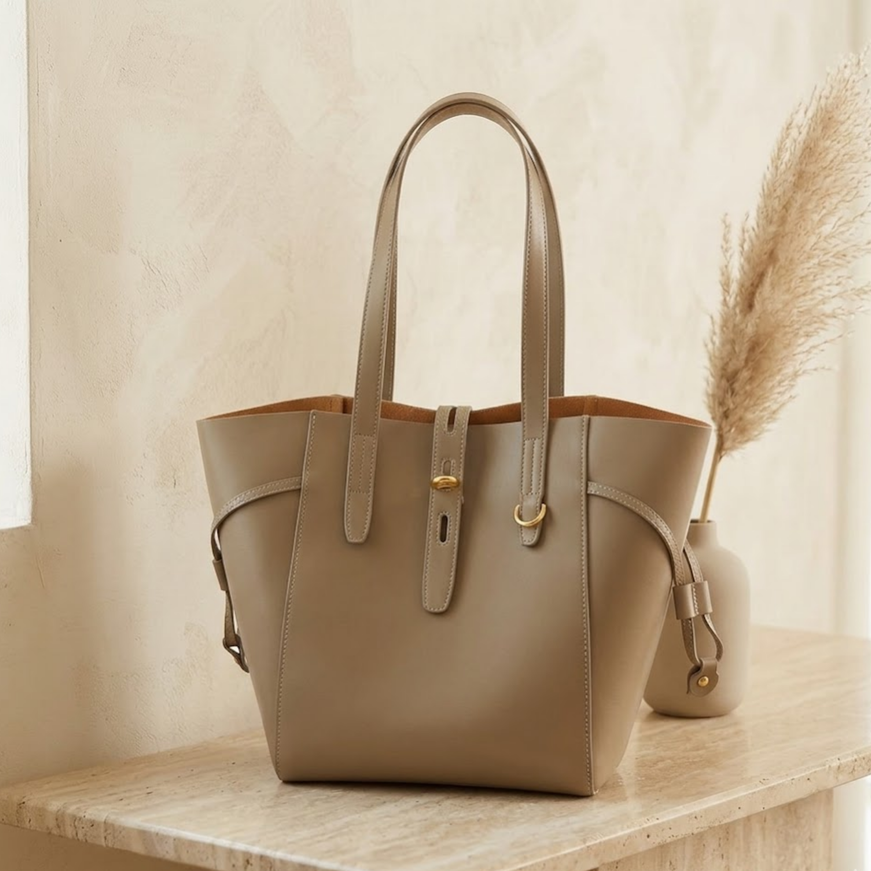 Alina Echtleder Vintage-Tasche mit Schnappverschluss
