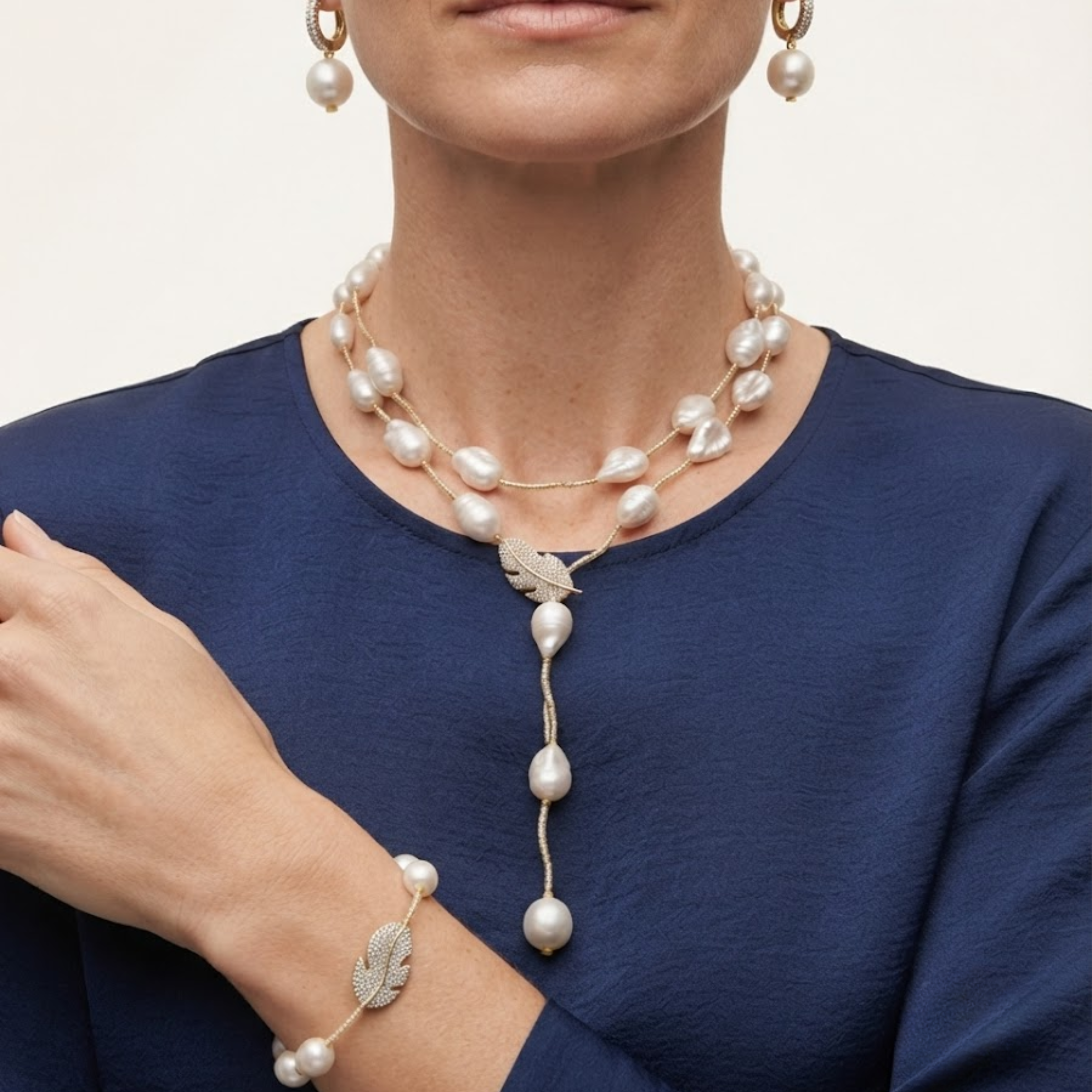 Arabelle White Edison Keshi Pearl Jewelry Set
