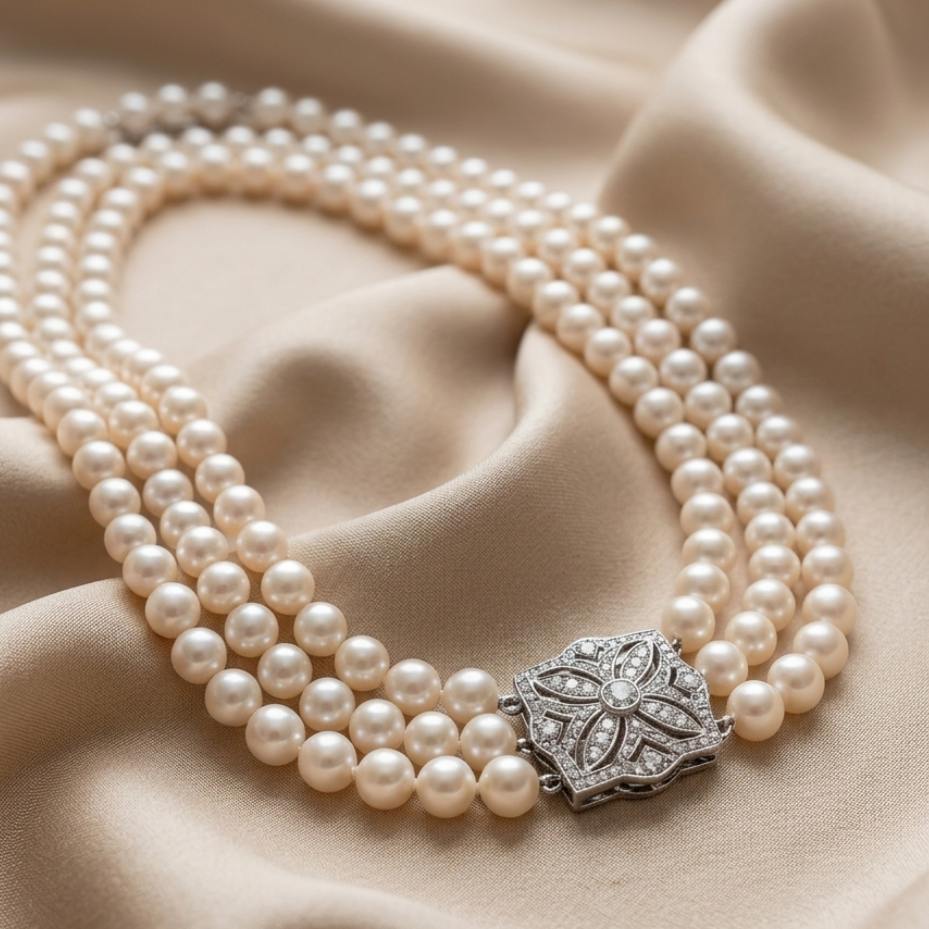 Ymirre Triple Row Pearl Necklace