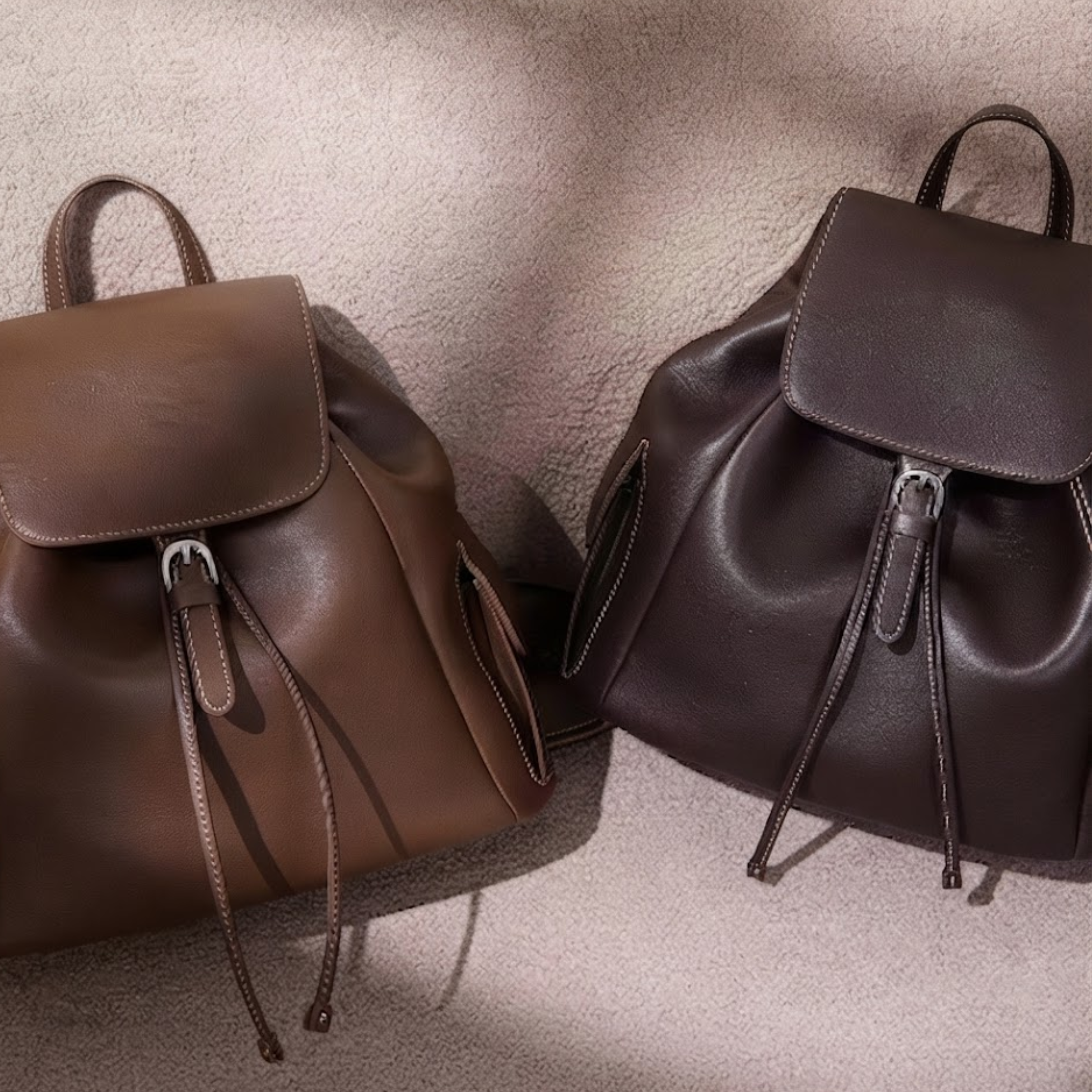 Justinia Leder-Rucksack mit Kordelzug