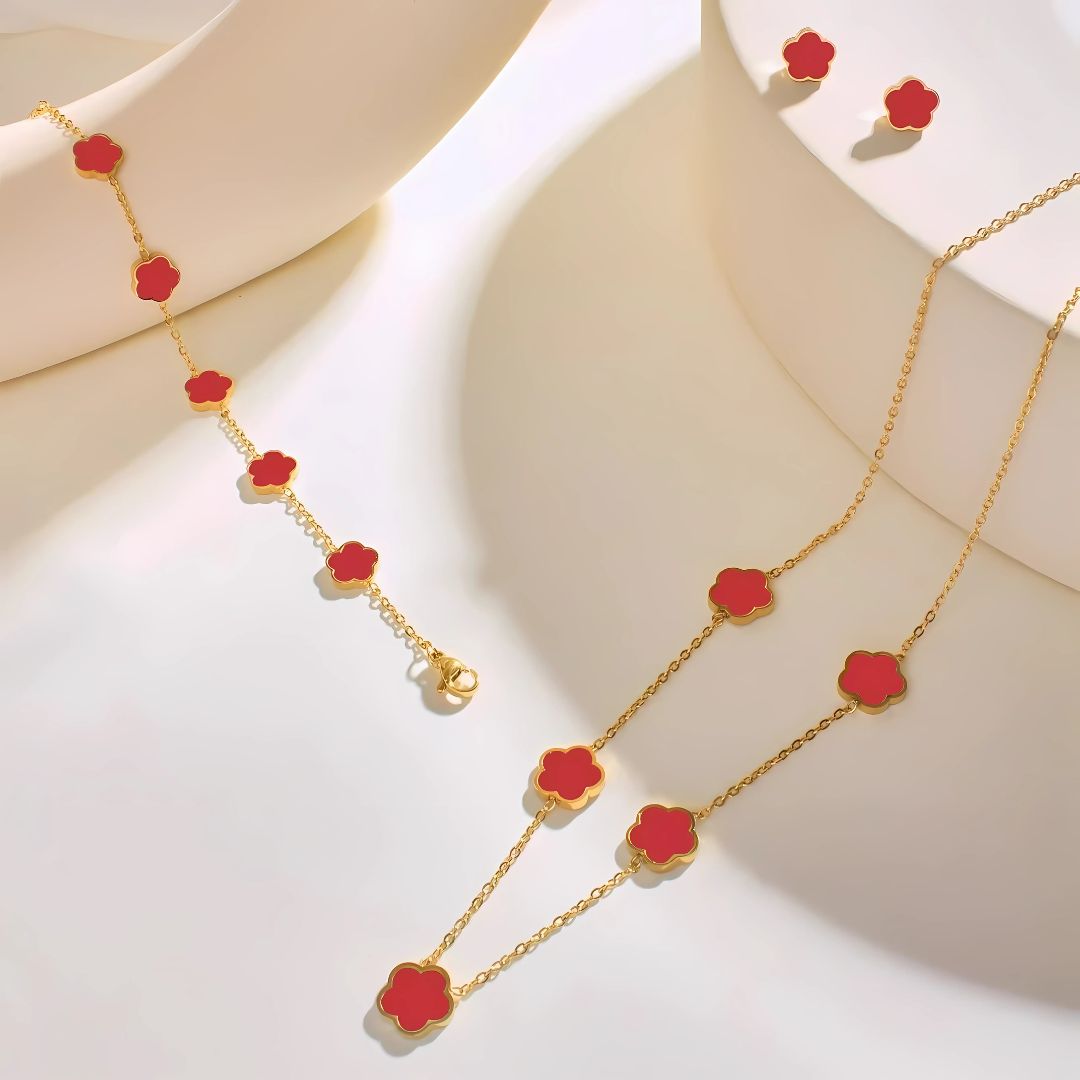 Clover Harmony Jewelry Set - Necklace, Bracelet & Earrings