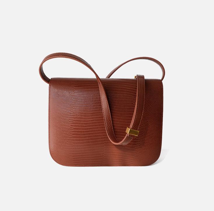 Valentina Lizard-Textured Leather Crossbody