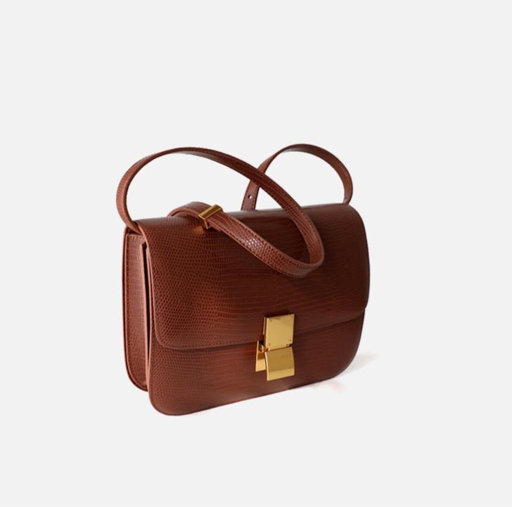 Valentina Lizard-Textured Leather Crossbody