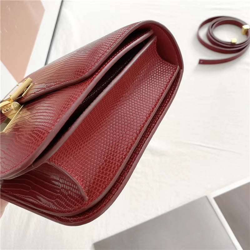 Valentina Lizard-Textured Leather Crossbody