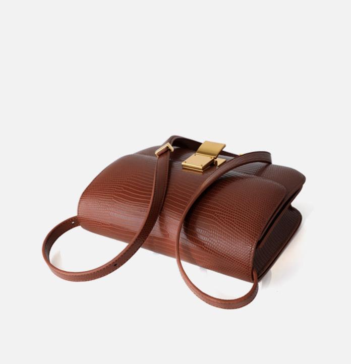 Valentina Lizard-Textured Leather Crossbody
