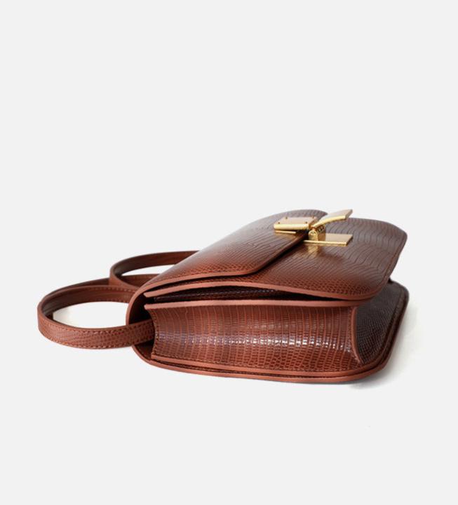 Valentina Lizard-Textured Leather Crossbody