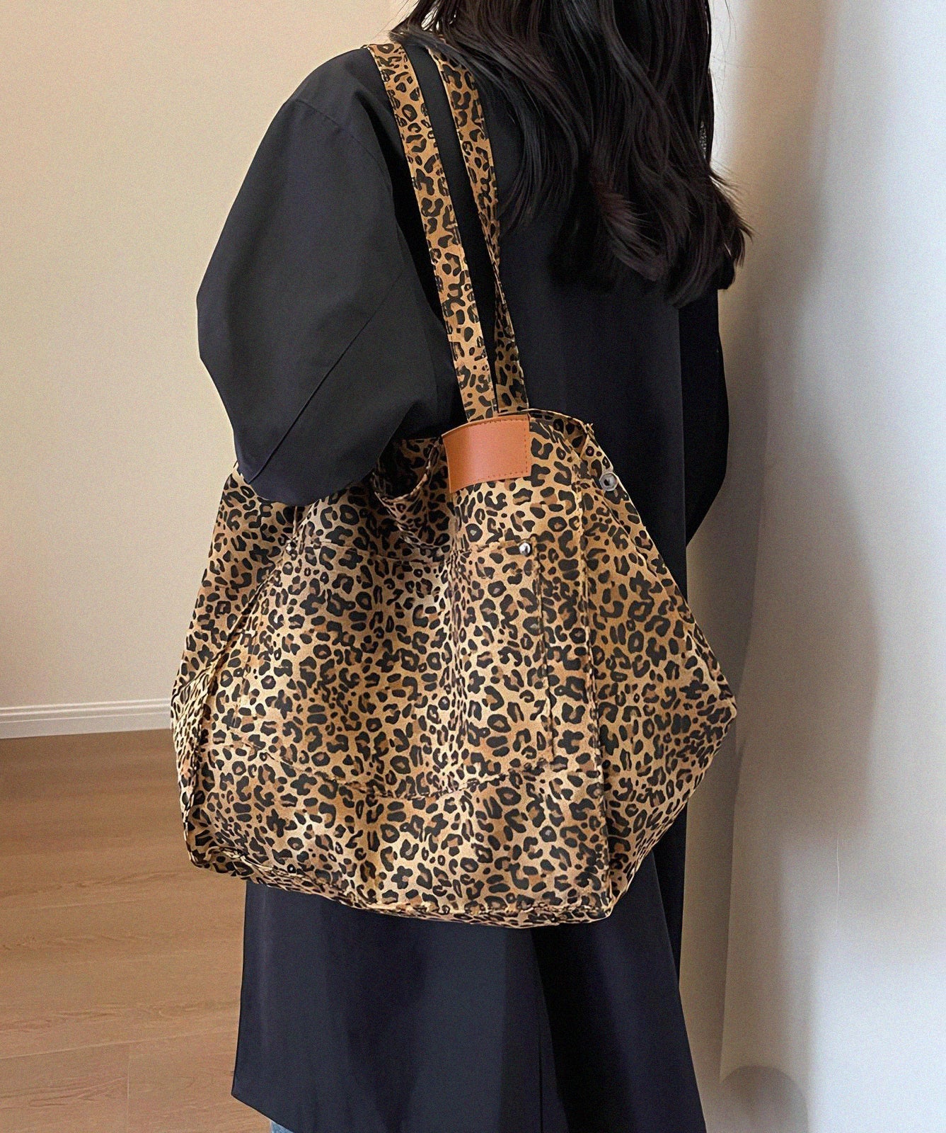 Savanna Luxe Oversized Leopard Canvas Tote