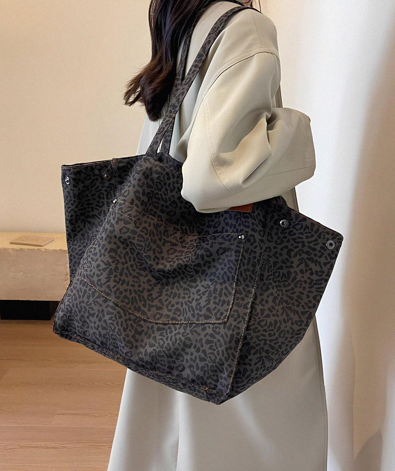Savanna Luxe Oversized Leopard Canvas Tote