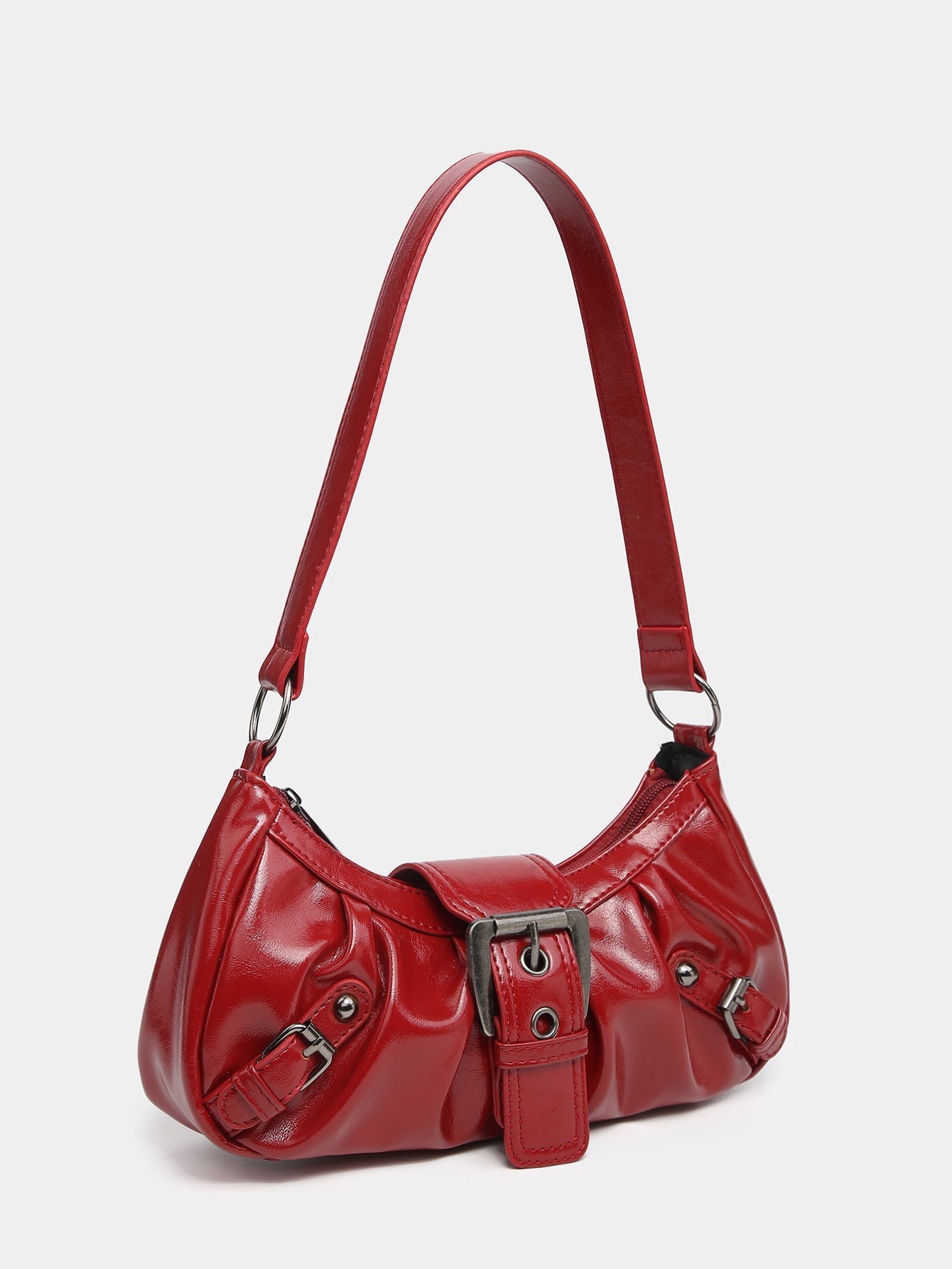 Urban Muse Distressed Faux Leather Buckle Hobo Bag